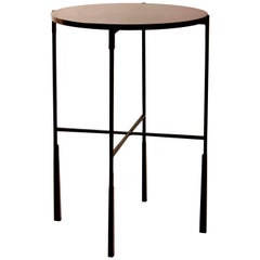 Mahogany Round Side Table with Sculptural Foot Structure