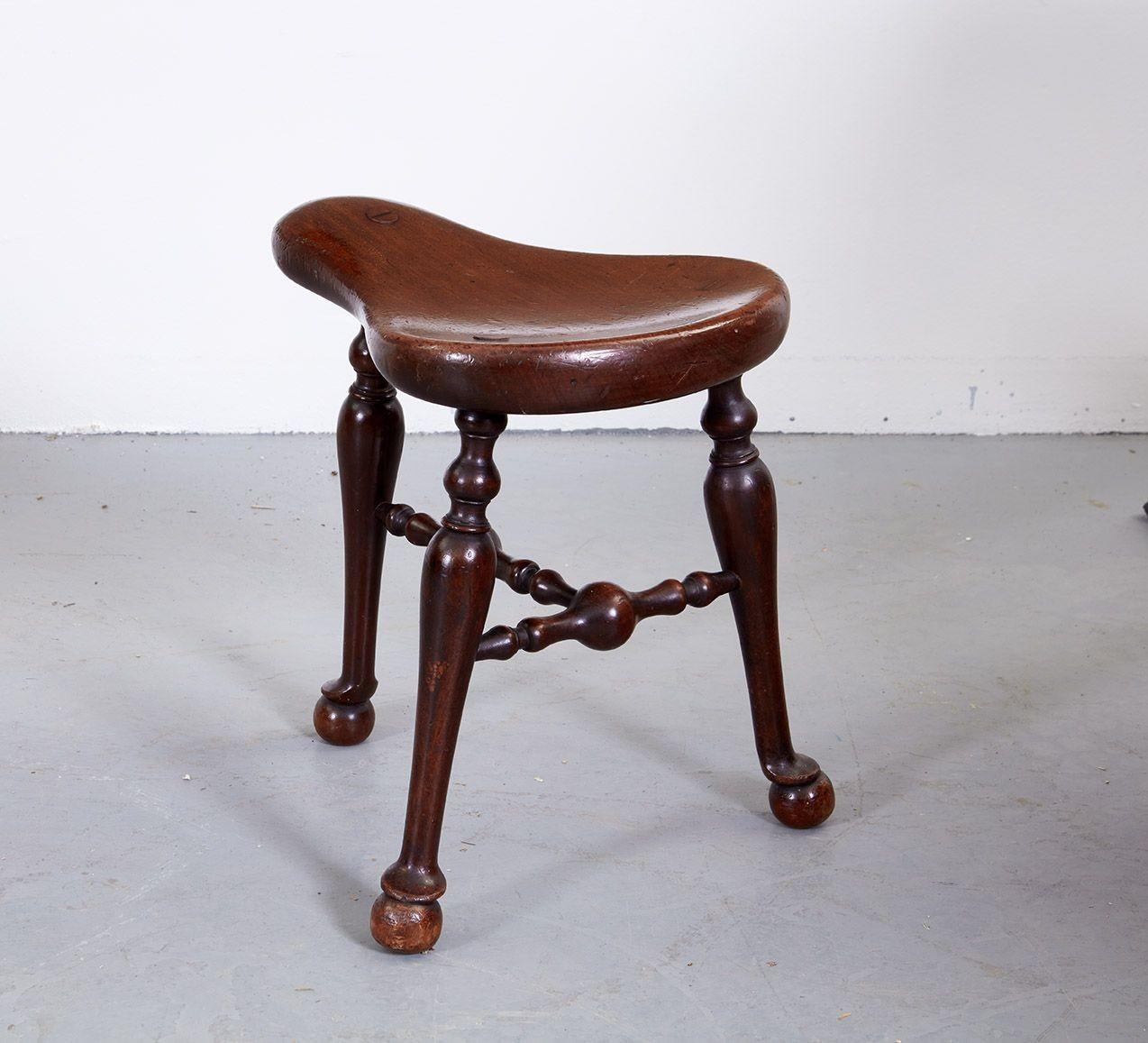 19th Century Mahogany Saddle Stool For Sale