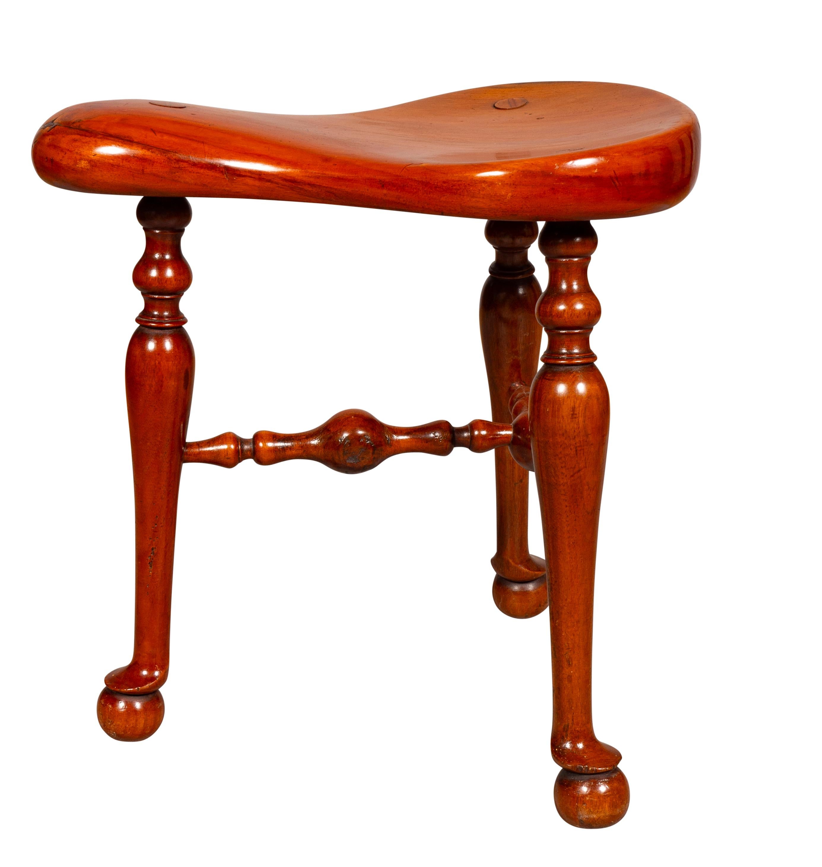 Mahogany Saddle Stool In Good Condition In Essex, MA