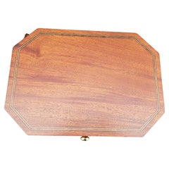 Mahogany Satinwood Banded Inlay Inlay Single Drawer Side Table on Wheels