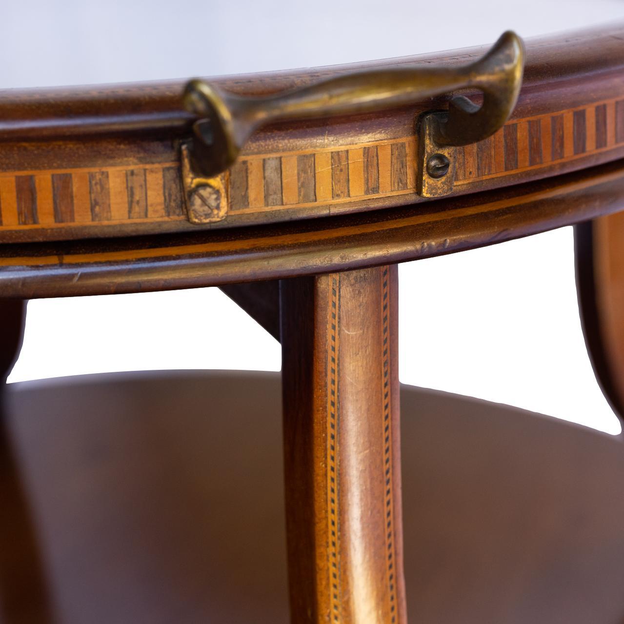 Mahogany & Satinwood Two-Tier Serving Table, Removable Tray, English, ca. 1880 For Sale 2