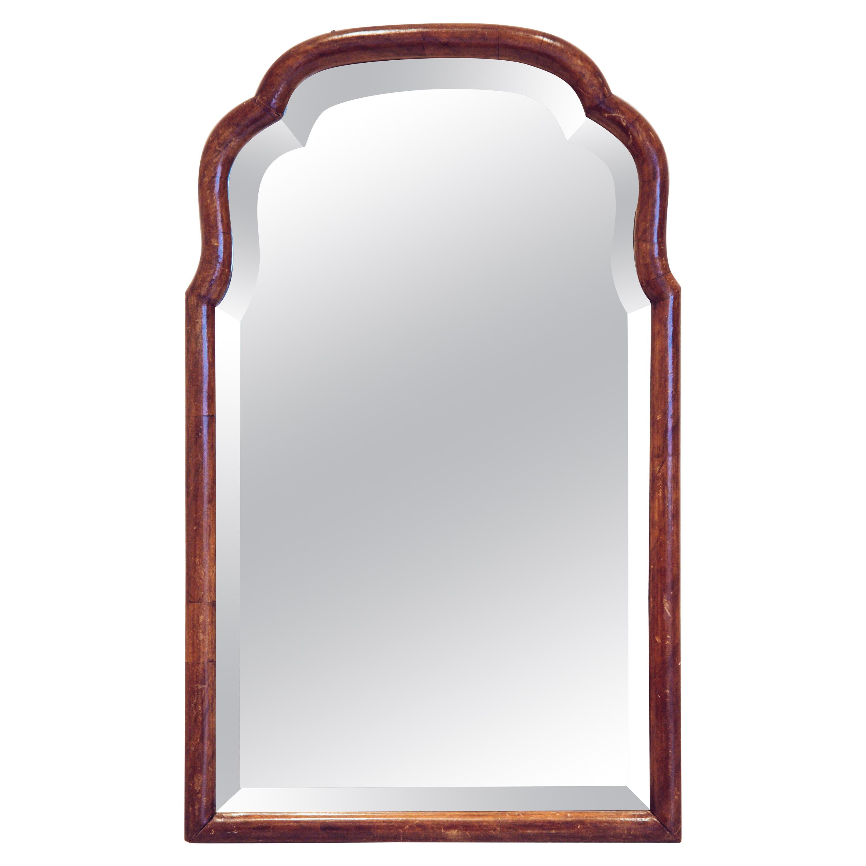 Mahogany Scalloped Bevelled Wall Mirror For Sale