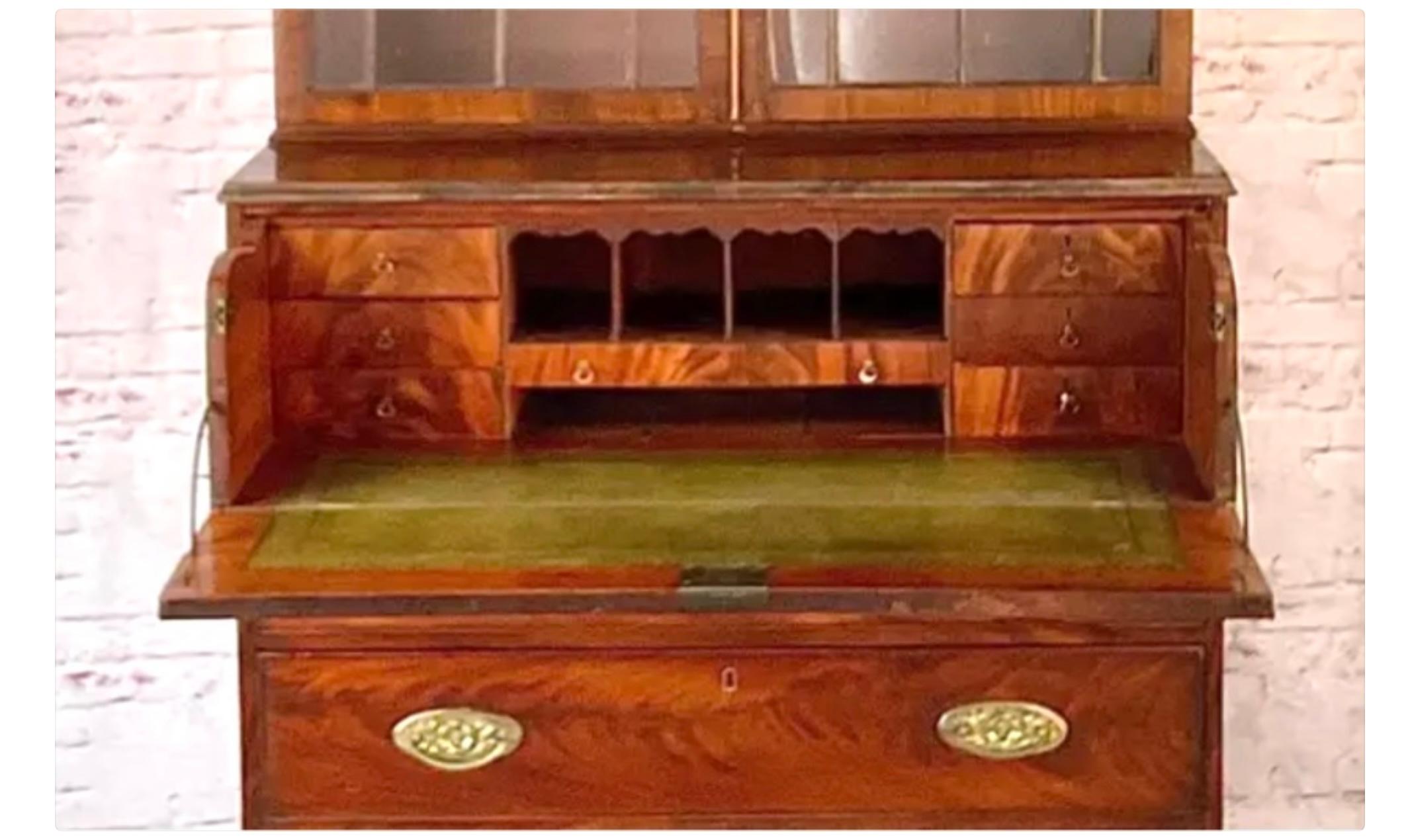 Mahogany Secretaire Bookcase, George III Style For Sale 5