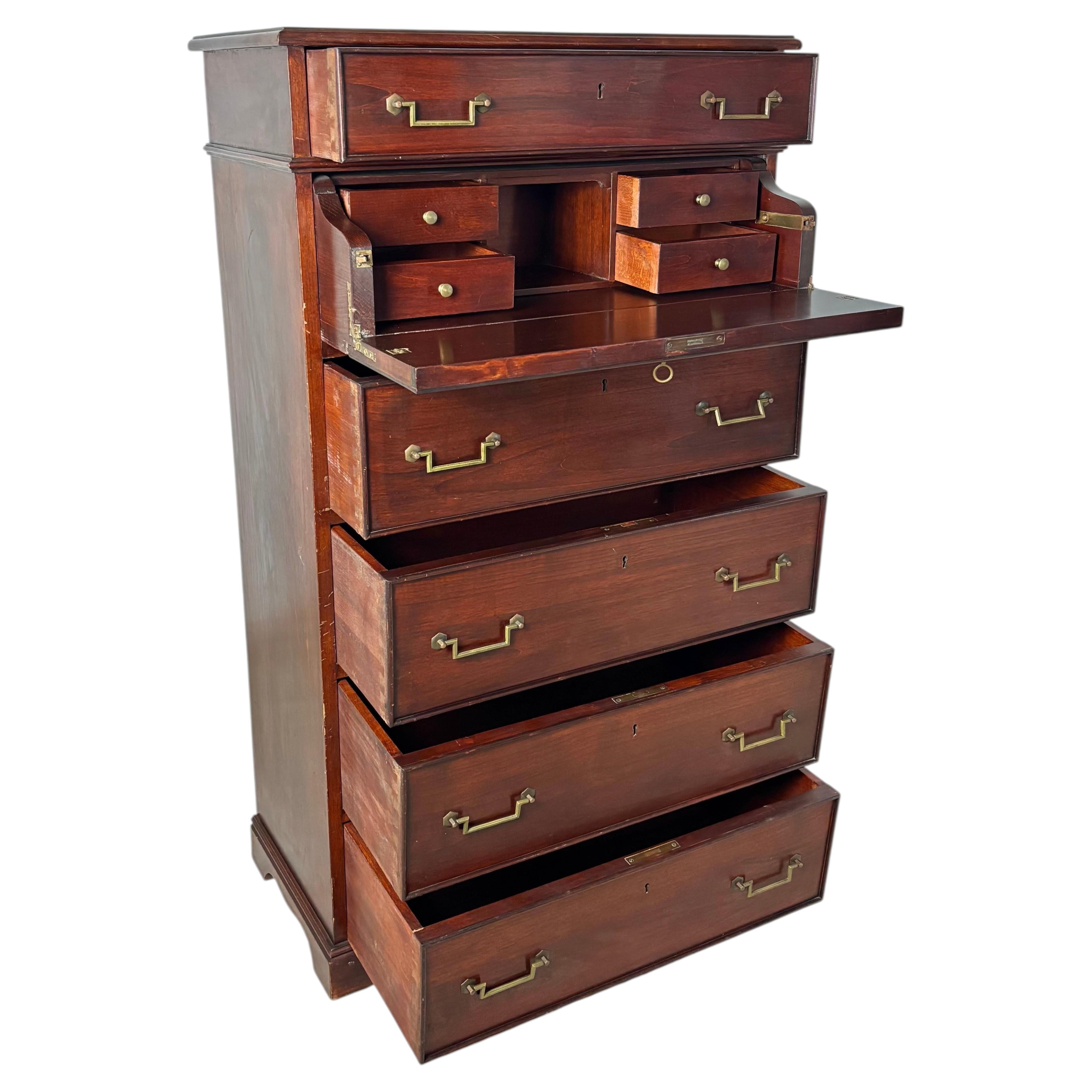 Mahogany Secretaire Chest of Drawers, Mid 20th Century For Sale