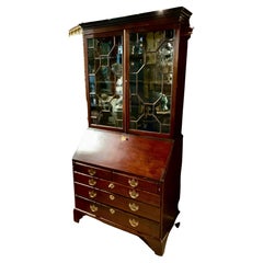 Mahogany Secretary, Late 18th C. with Geometric Paned and Glazed Doors