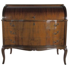 Mahogany Secretary with Curved Front and Cabriole Legs