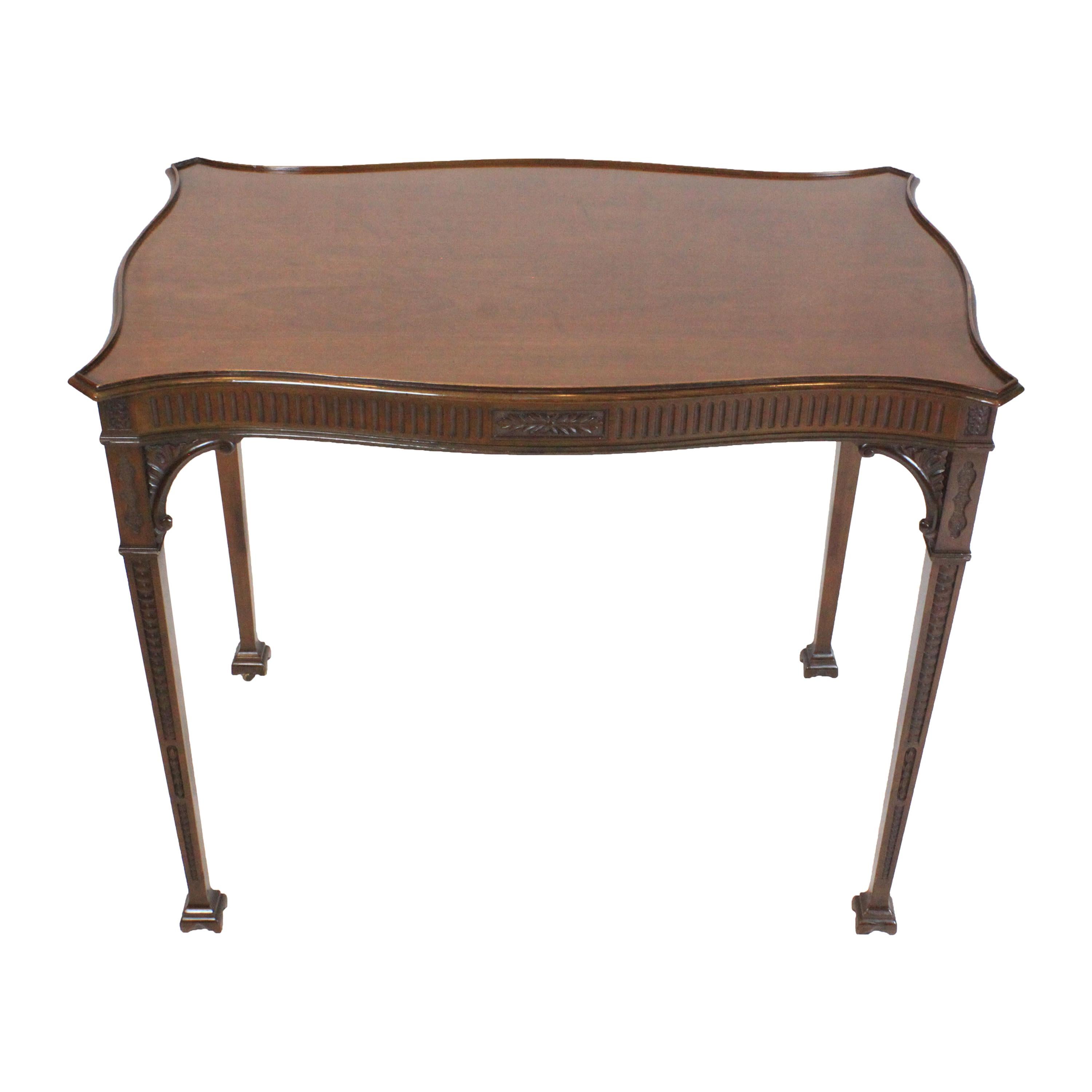 Mahogany Serpentine Silver Table For Sale