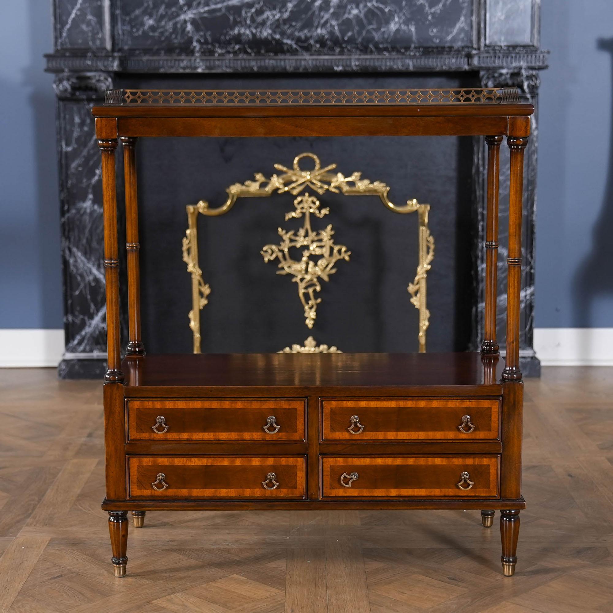 Hand-Carved Mahogany Serving Table For Sale
