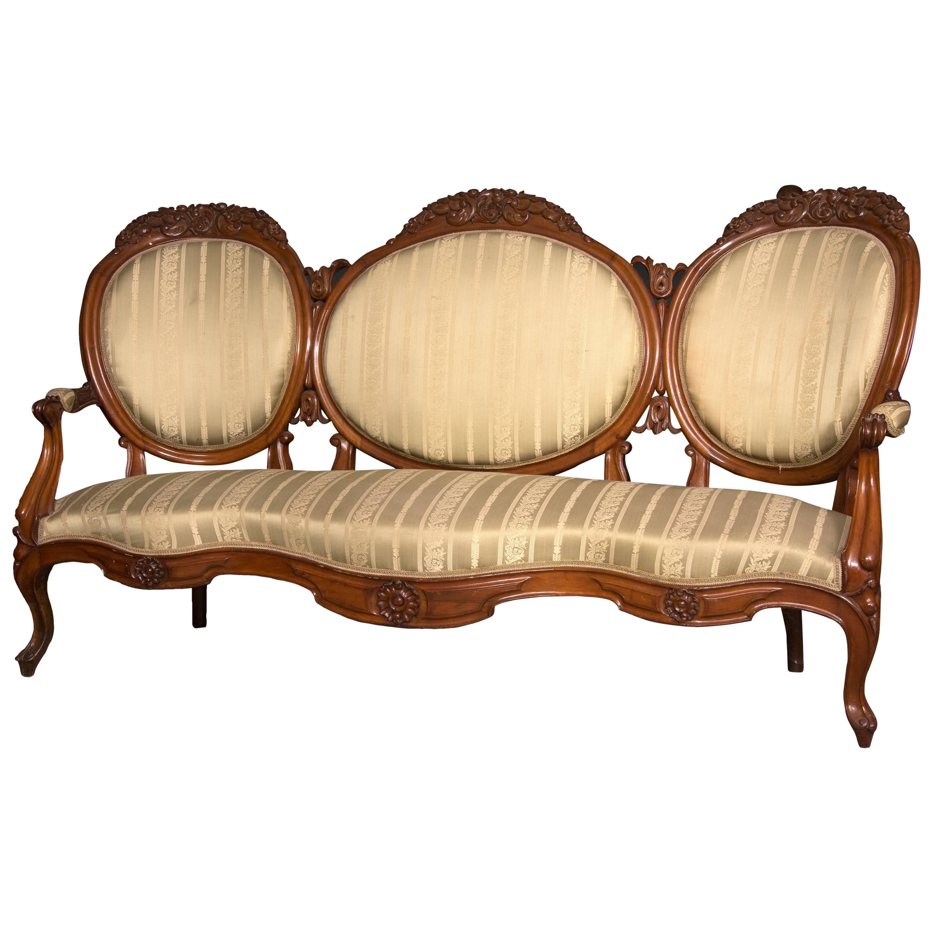 Mahogany Set, Elisabeth II Style, Spain, 19th Century For Sale