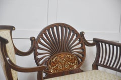 Mahogany Settee with Fan Back and Floral Marquetry