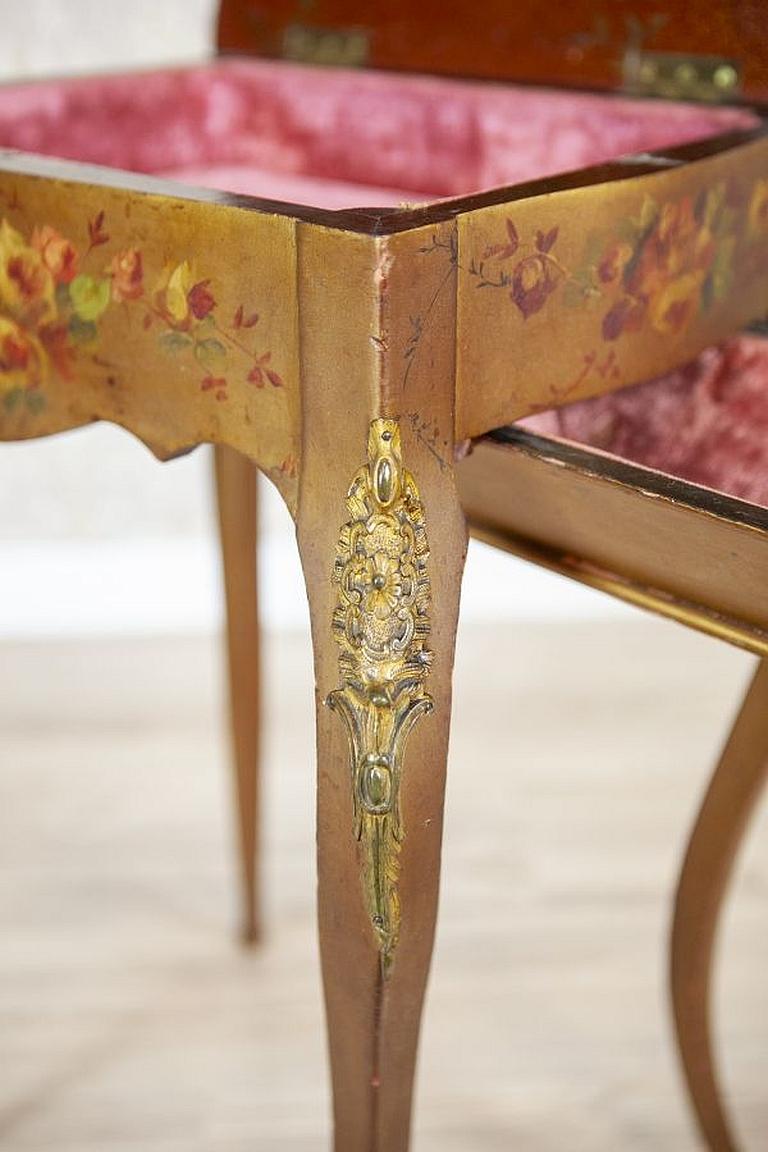 Mahogany Sewing Table with Brass Details from the Late 19th Century For Sale 9