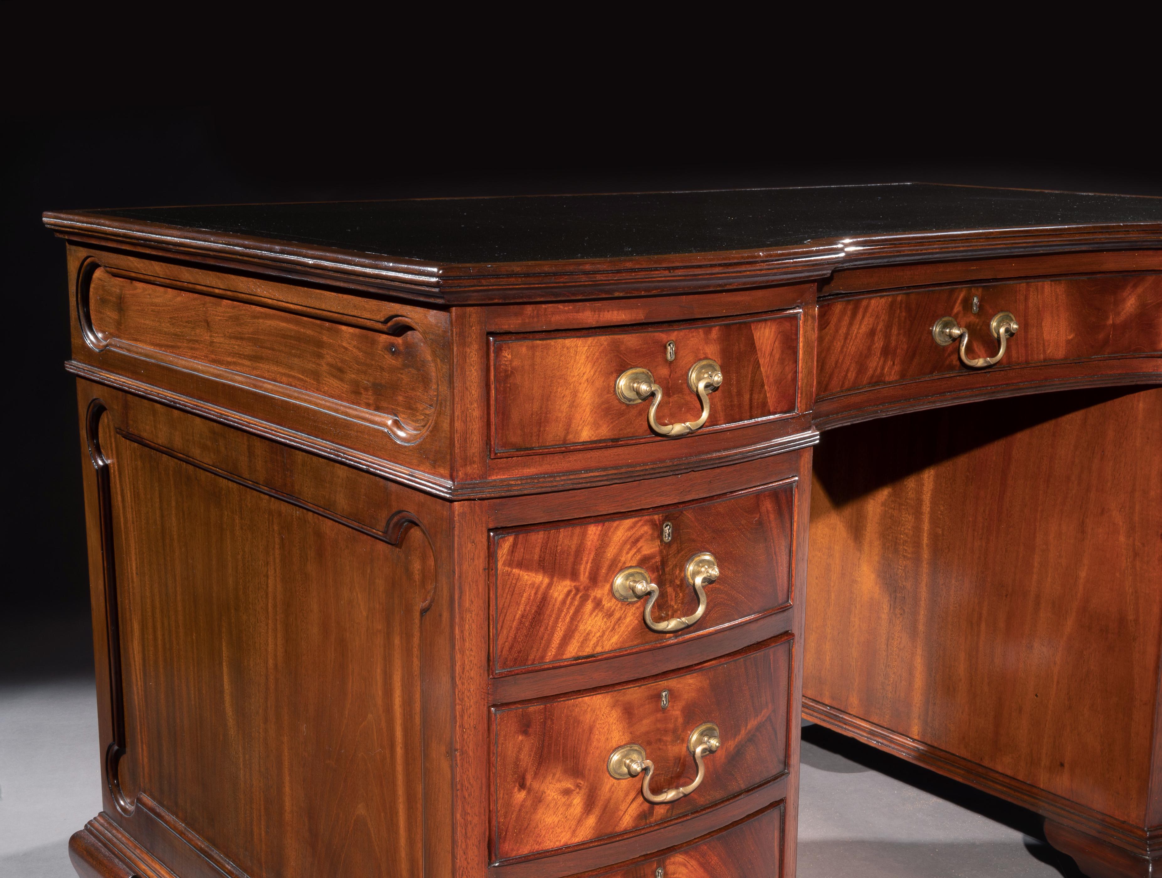 Edwardian Mahogany Shaped Pedestal Desk by S & H Jewel of Holborn
