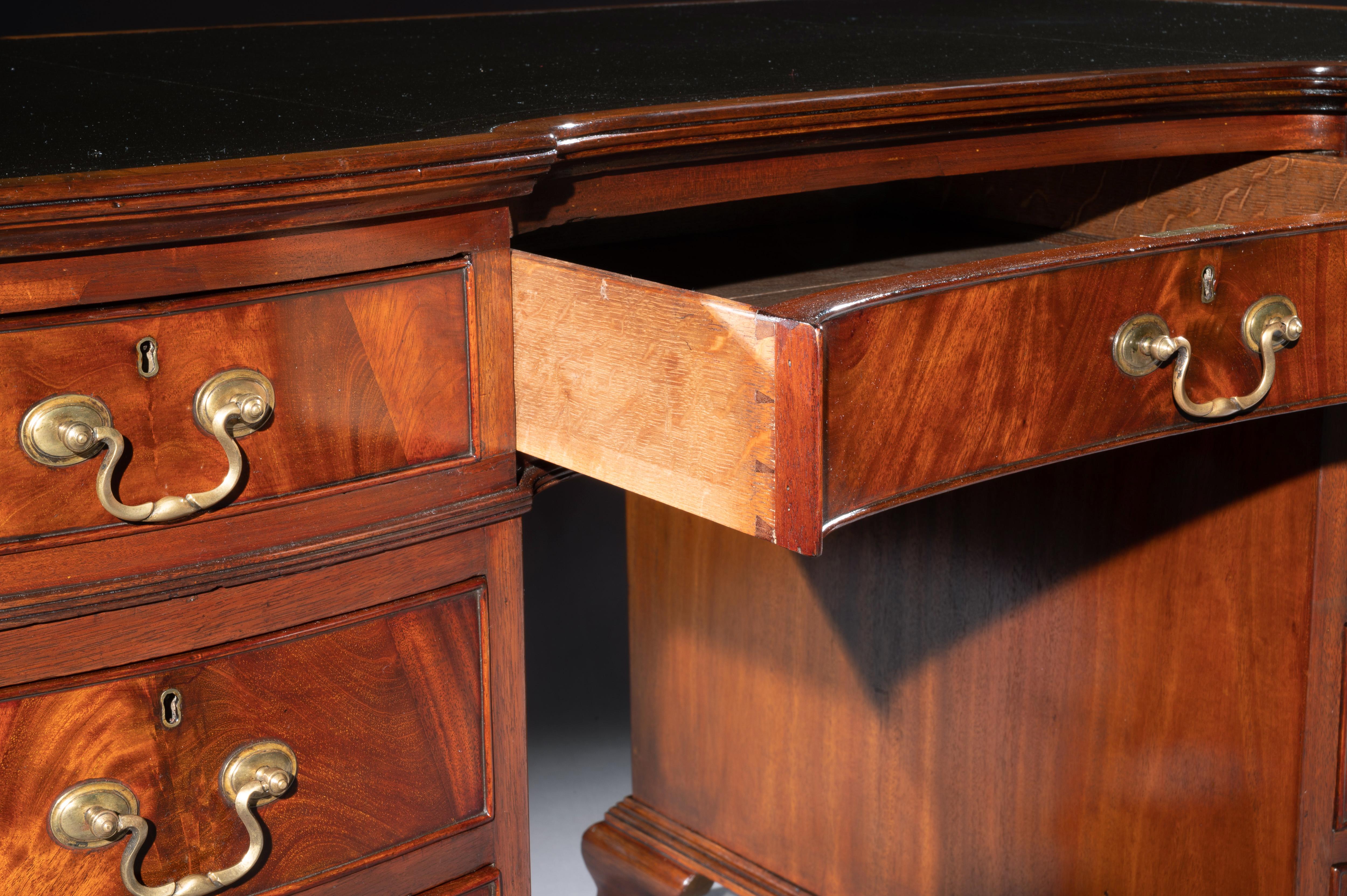 20th Century Mahogany Shaped Pedestal Desk by S & H Jewel of Holborn
