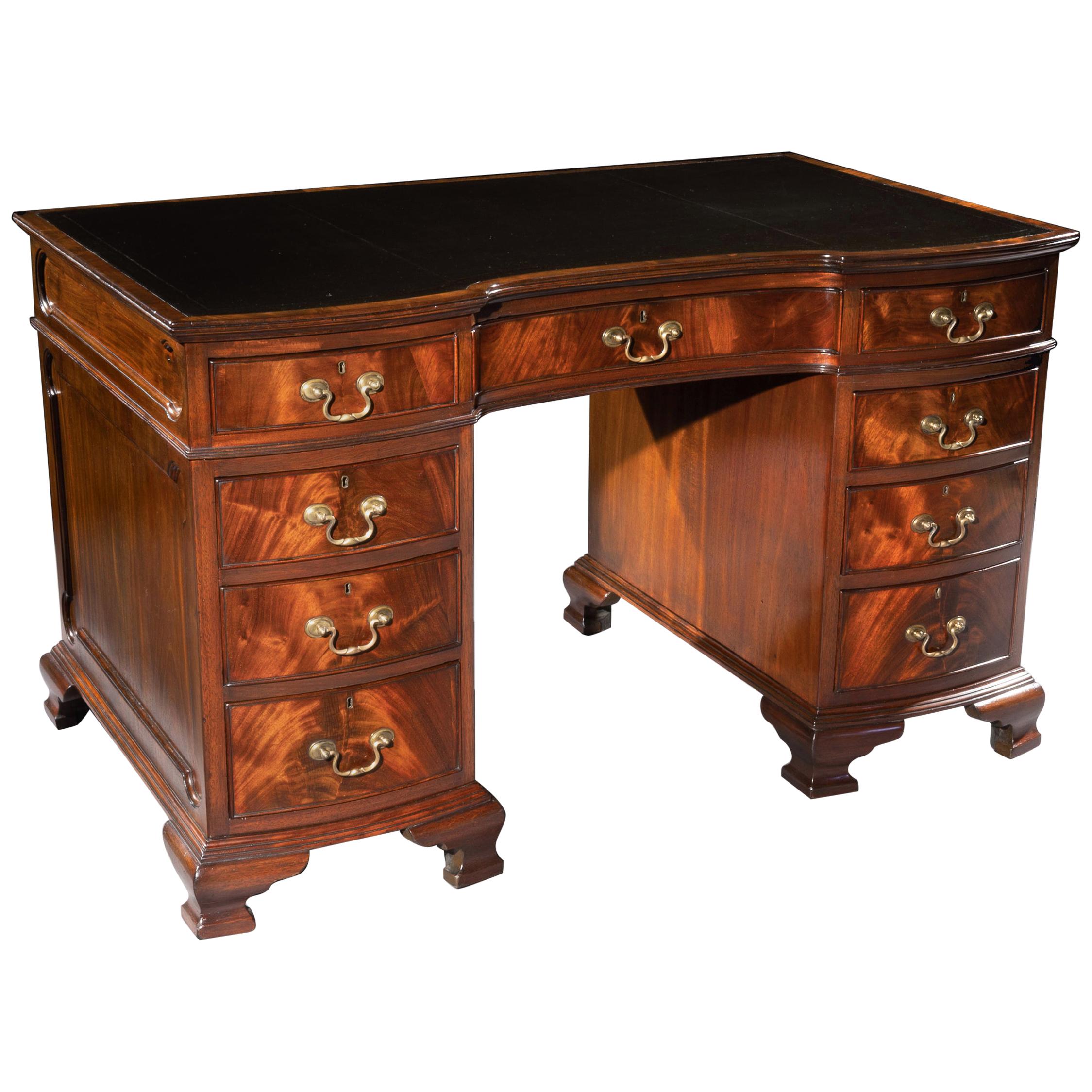 Mahogany Shaped Pedestal Desk by S & H Jewel of Holborn