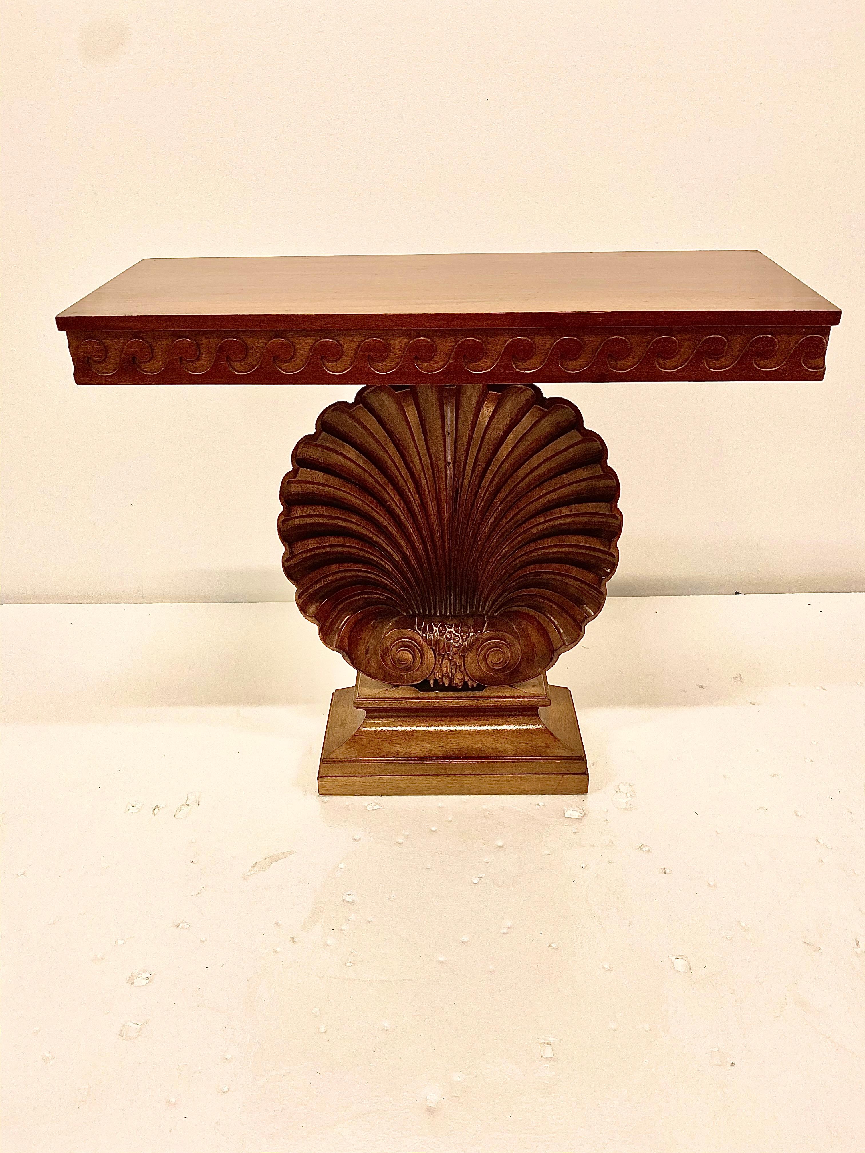 American Mahogany Shell Console Table Model by Edward Wormley for Dunbar