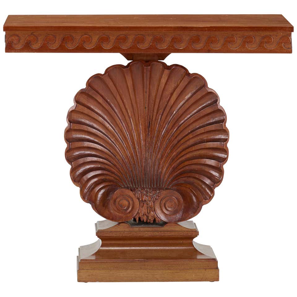 Mahogany Shell Console Table Model by Edward Wormley for Dunbar at 1stDibs