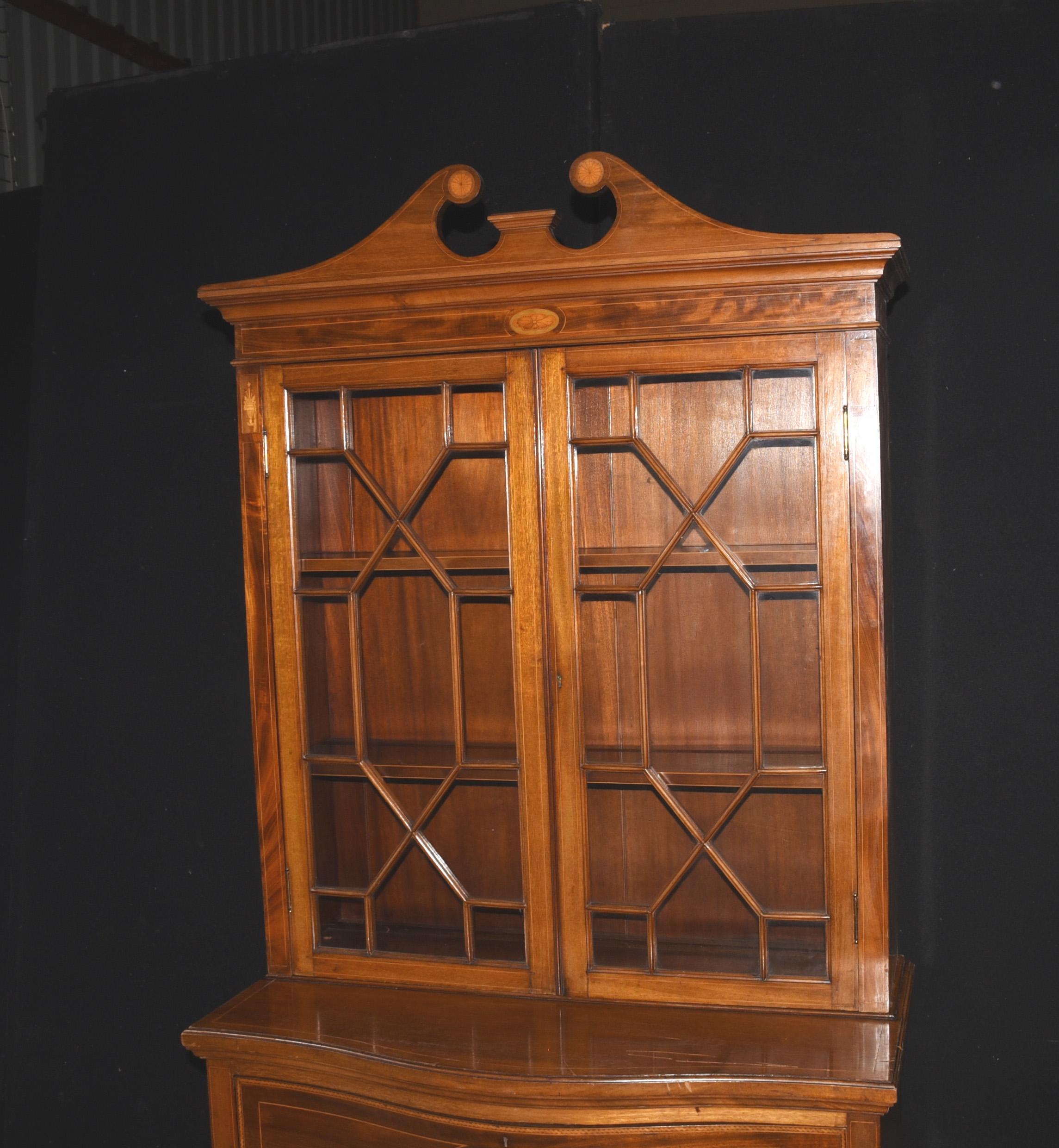 Mahogany Sheraton Regency Display Cabinet Bookcase For Sale 1
