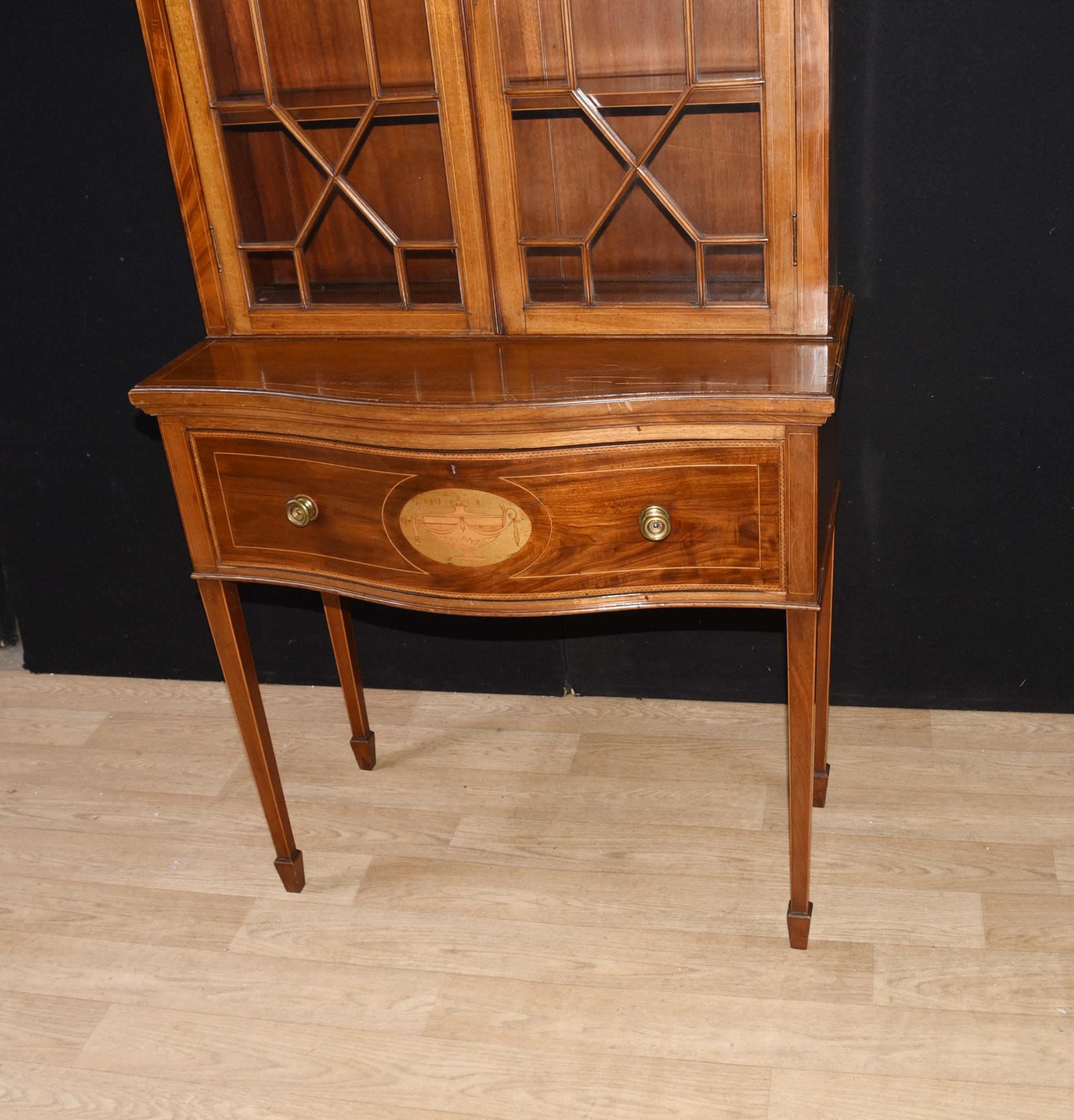 Mahogany Sheraton Regency Display Cabinet Bookcase For Sale 2