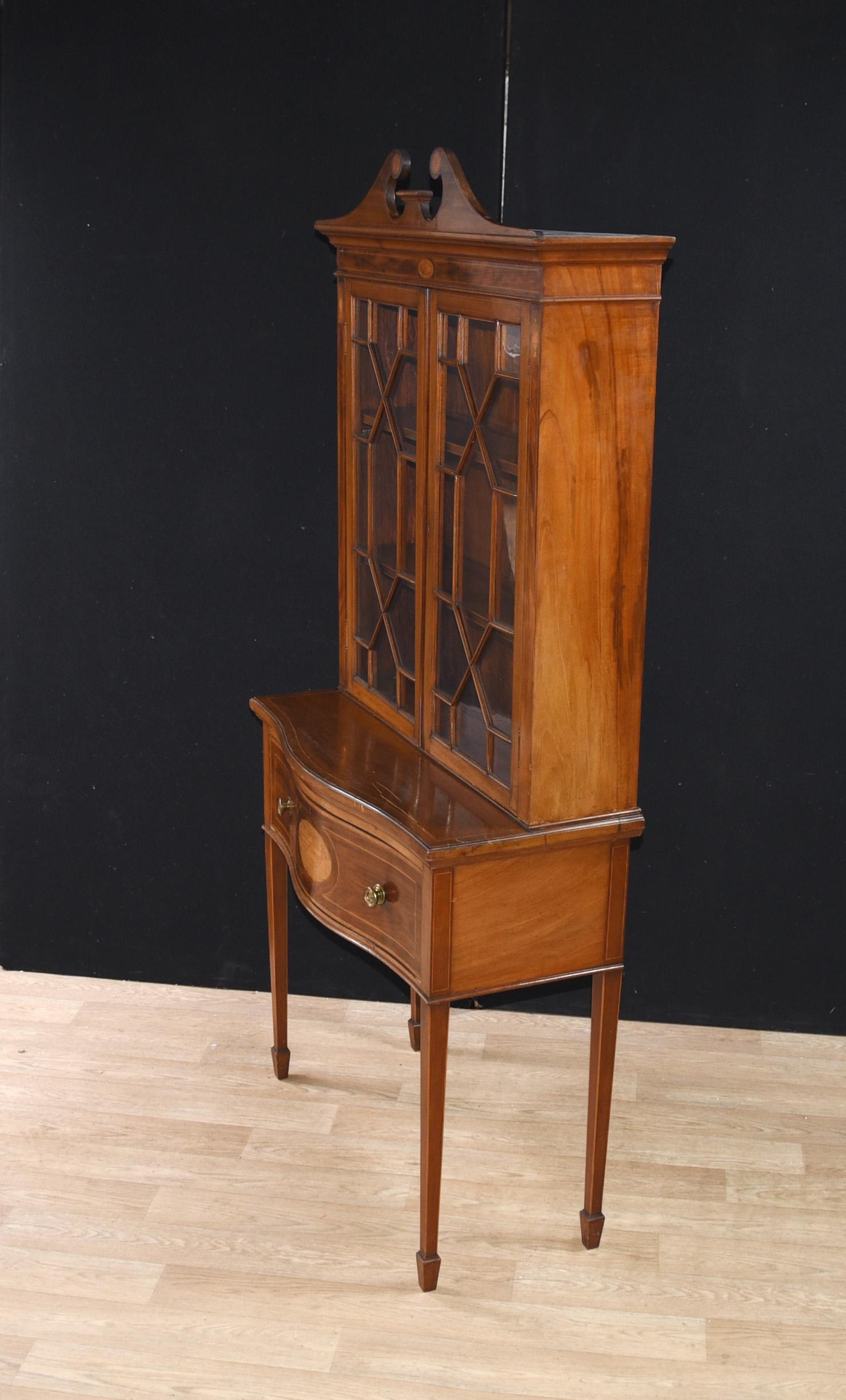 Mahogany Sheraton Regency Display Cabinet Bookcase For Sale 4