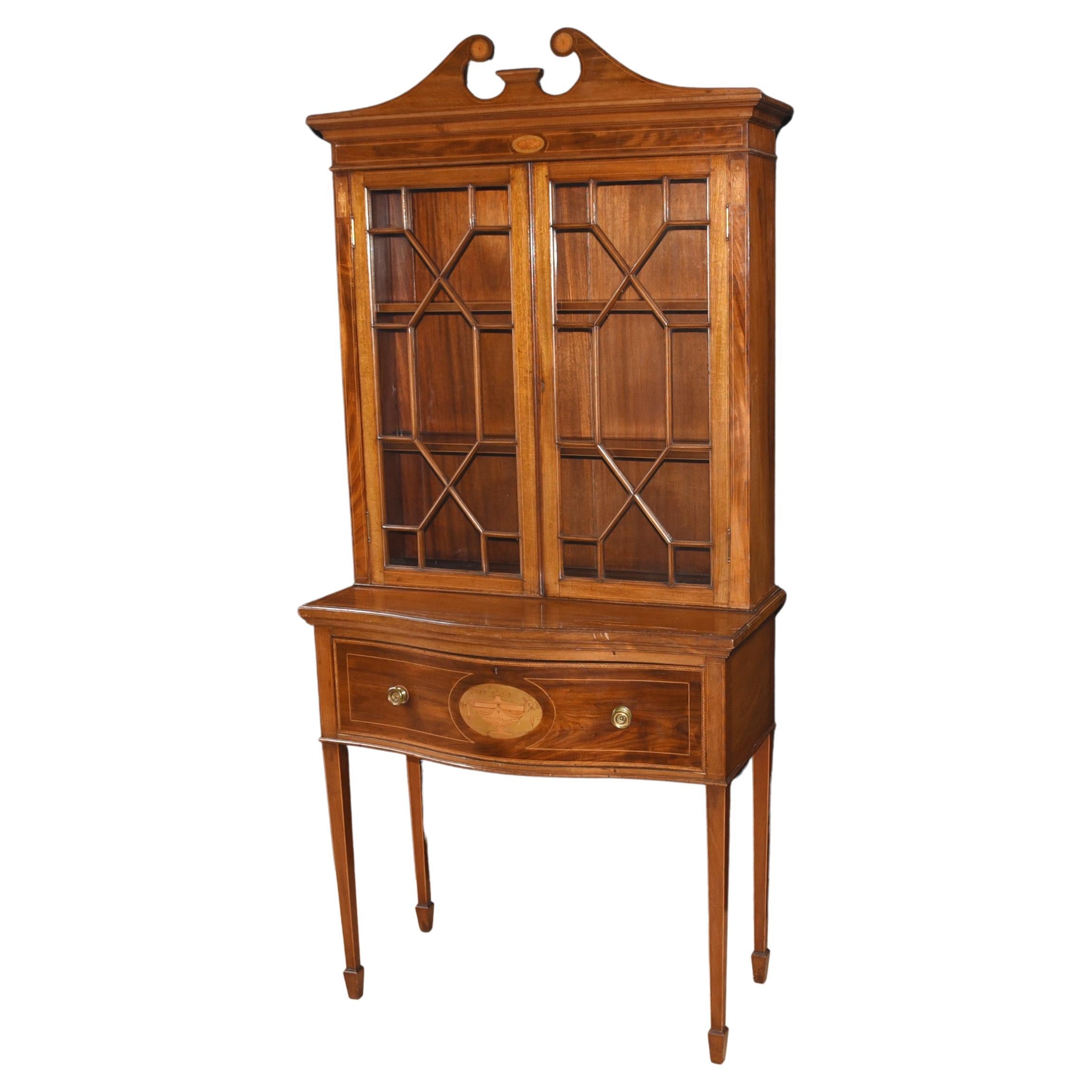 Mahogany Sheraton Regency Display Cabinet Bookcase For Sale