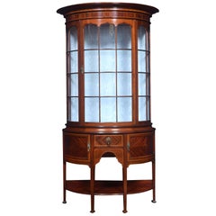 Mahogany Sheraton Revival Bowed Display Cabinet