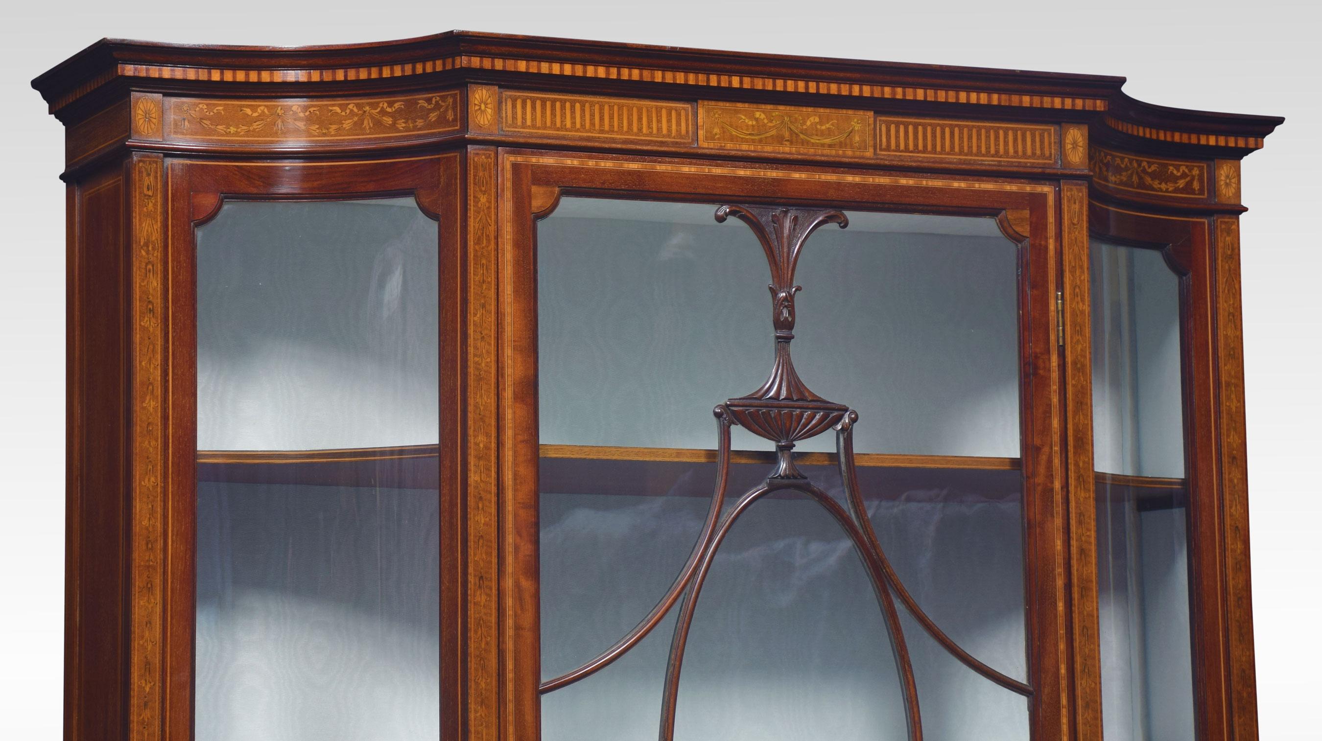 19th Century Mahogany Sheraton Revival Inlaid Display Cabinet