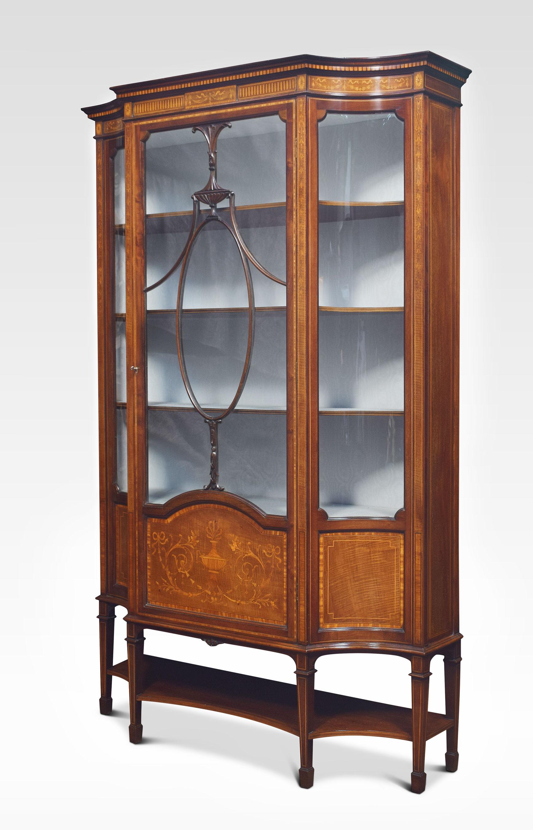 Mahogany Sheraton Revival Inlaid Display Cabinet 4