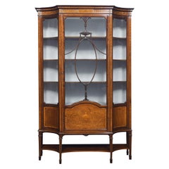 Mahogany Sheraton Revival Inlaid Display Cabinet