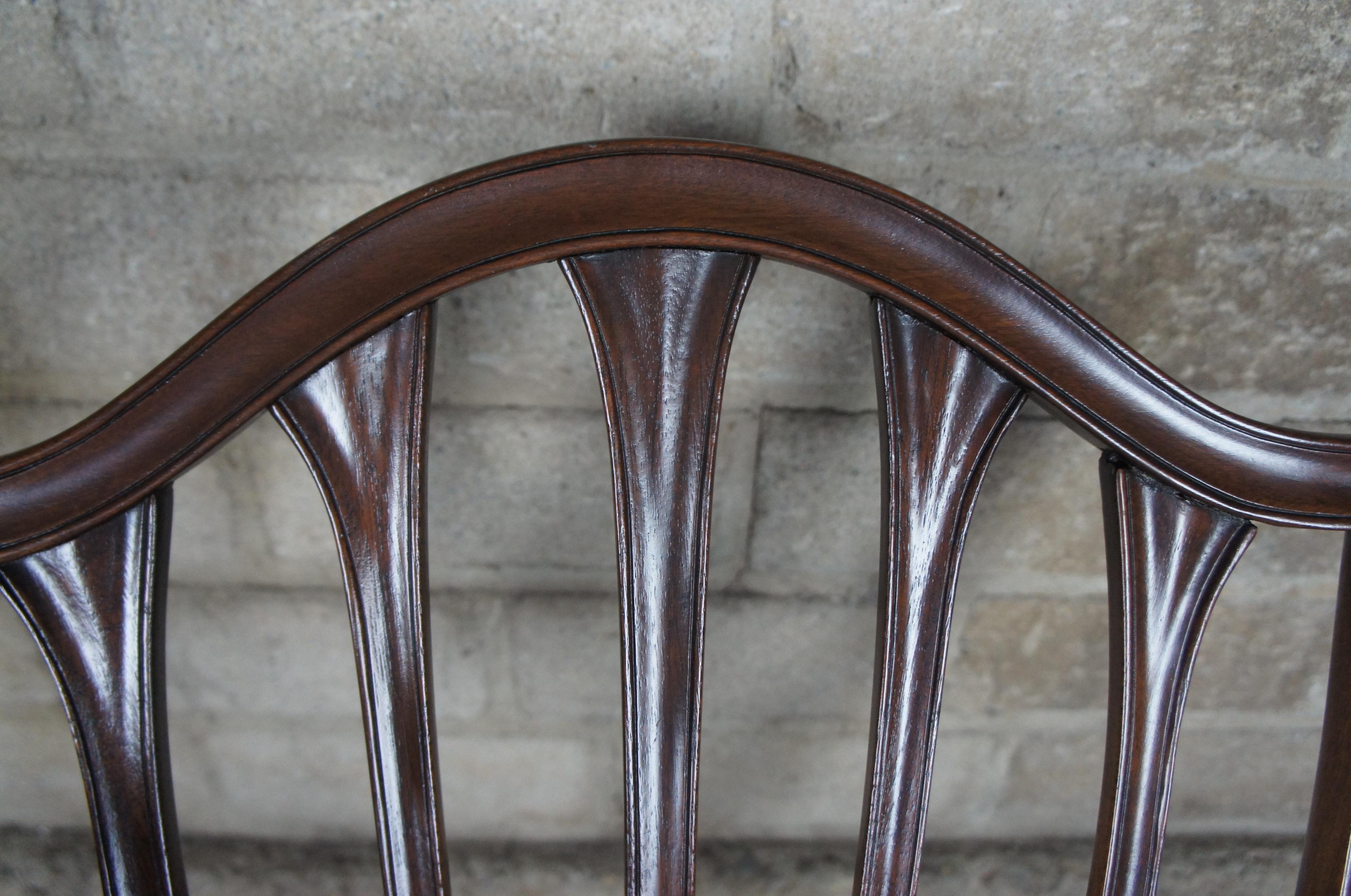 Upholstery Mahogany Shield Back Sheraton Hepplewhite Chairs Nailhead Accent Scalamandre
