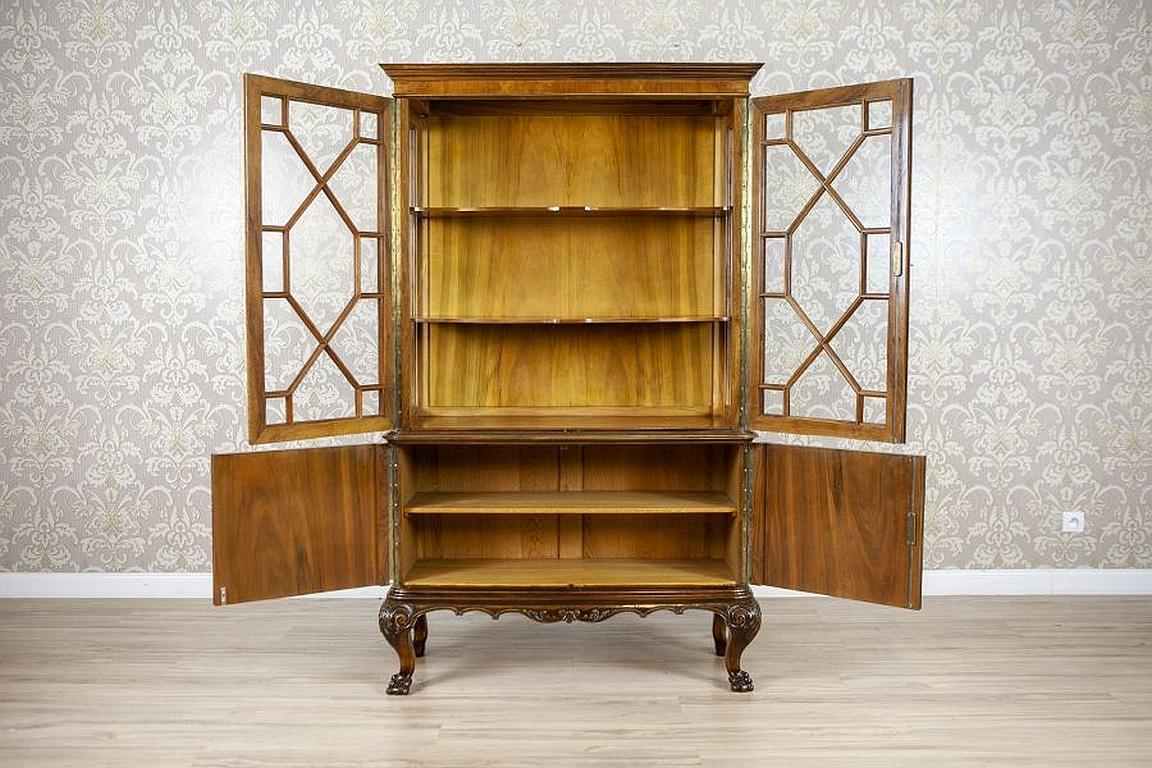 European Mahogany Showcase from the 1930s Stylized as Chippendale Furniture For Sale