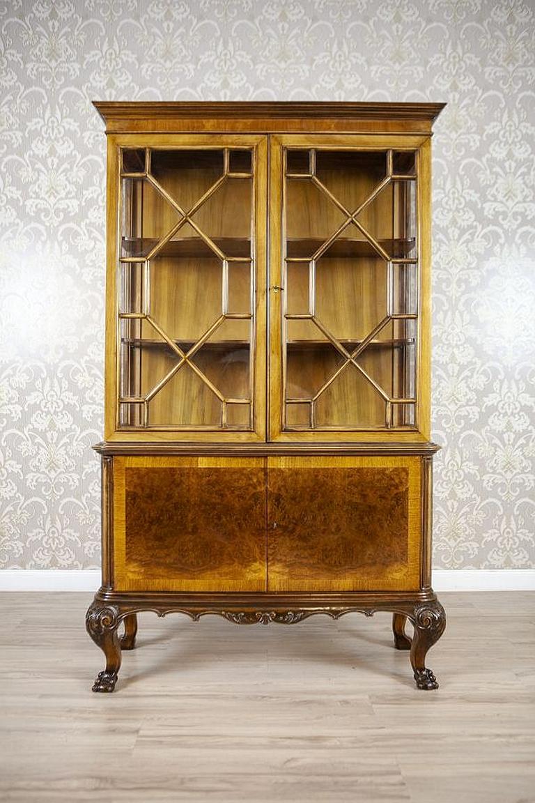 Veneer Mahogany Showcase from the 1930s Stylized as Chippendale Furniture For Sale