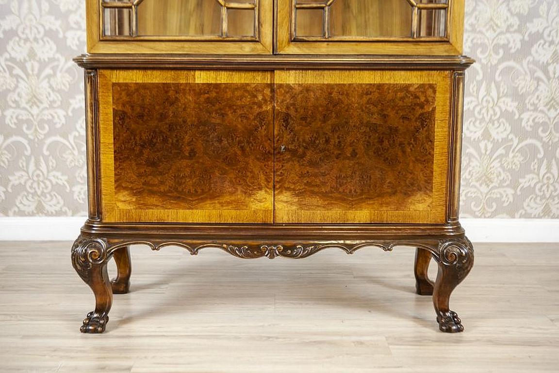 Wood Mahogany Showcase from the 1930s Stylized as Chippendale Furniture For Sale