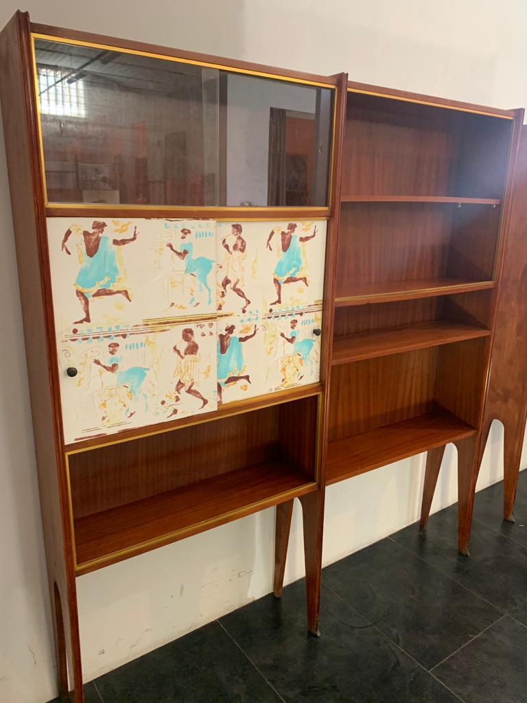 Italian Mahogany Showcase with Bronze Tips by Osvaldo Borsani, 1950s For Sale