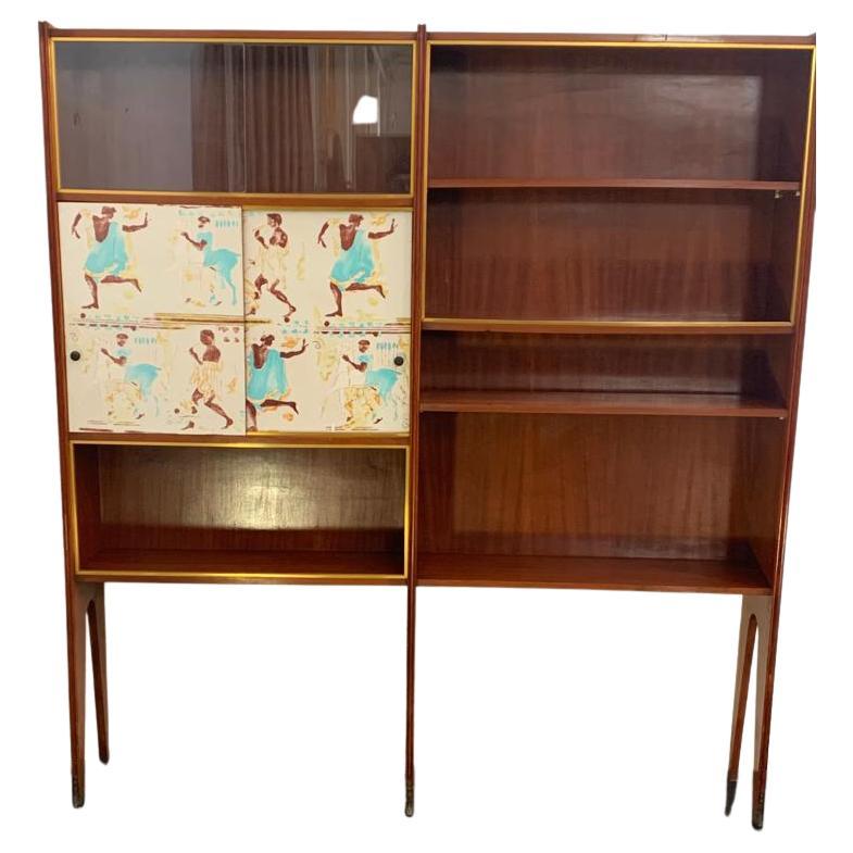 Mahogany Showcase with Bronze Tips by Osvaldo Borsani, 1950s For Sale