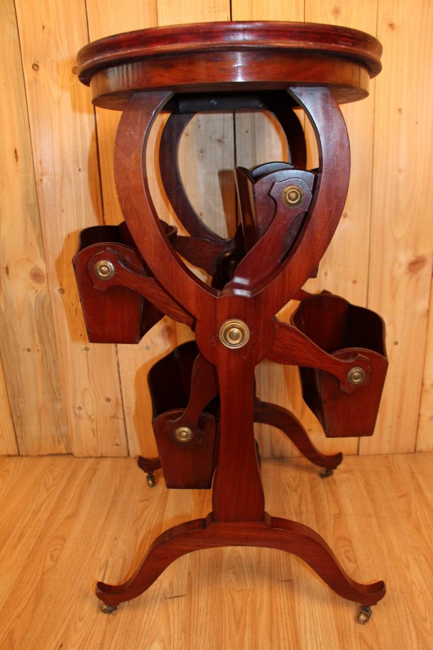 Victorian Mahogany Side Table, English, Magazine Holder For Sale