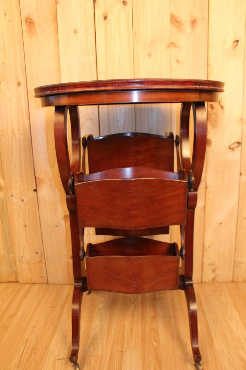 Wood Mahogany Side Table, English, Magazine Holder For Sale