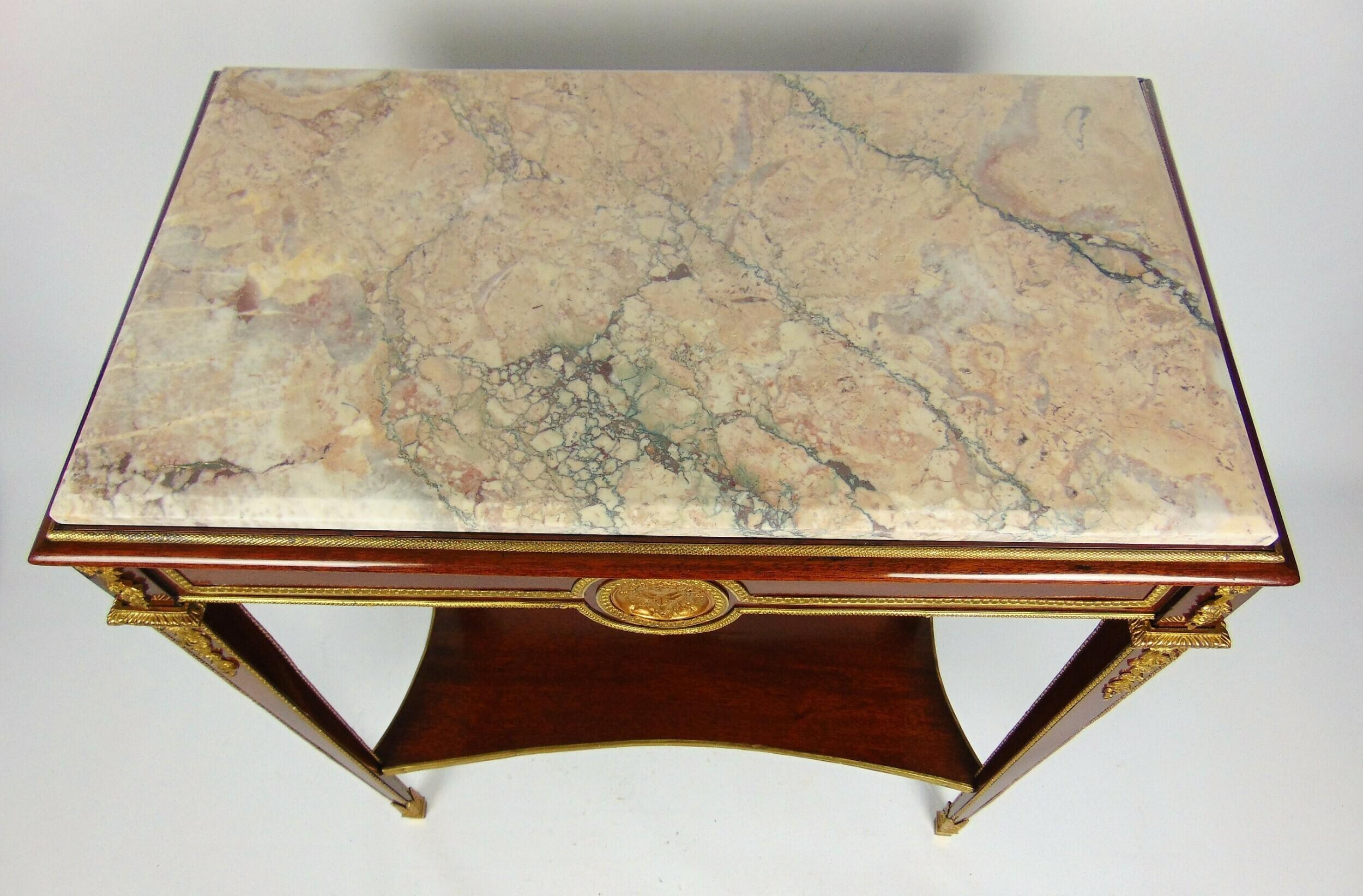 Louis XVI Mahogany Marble top Console Table Gilt Bronze mounts