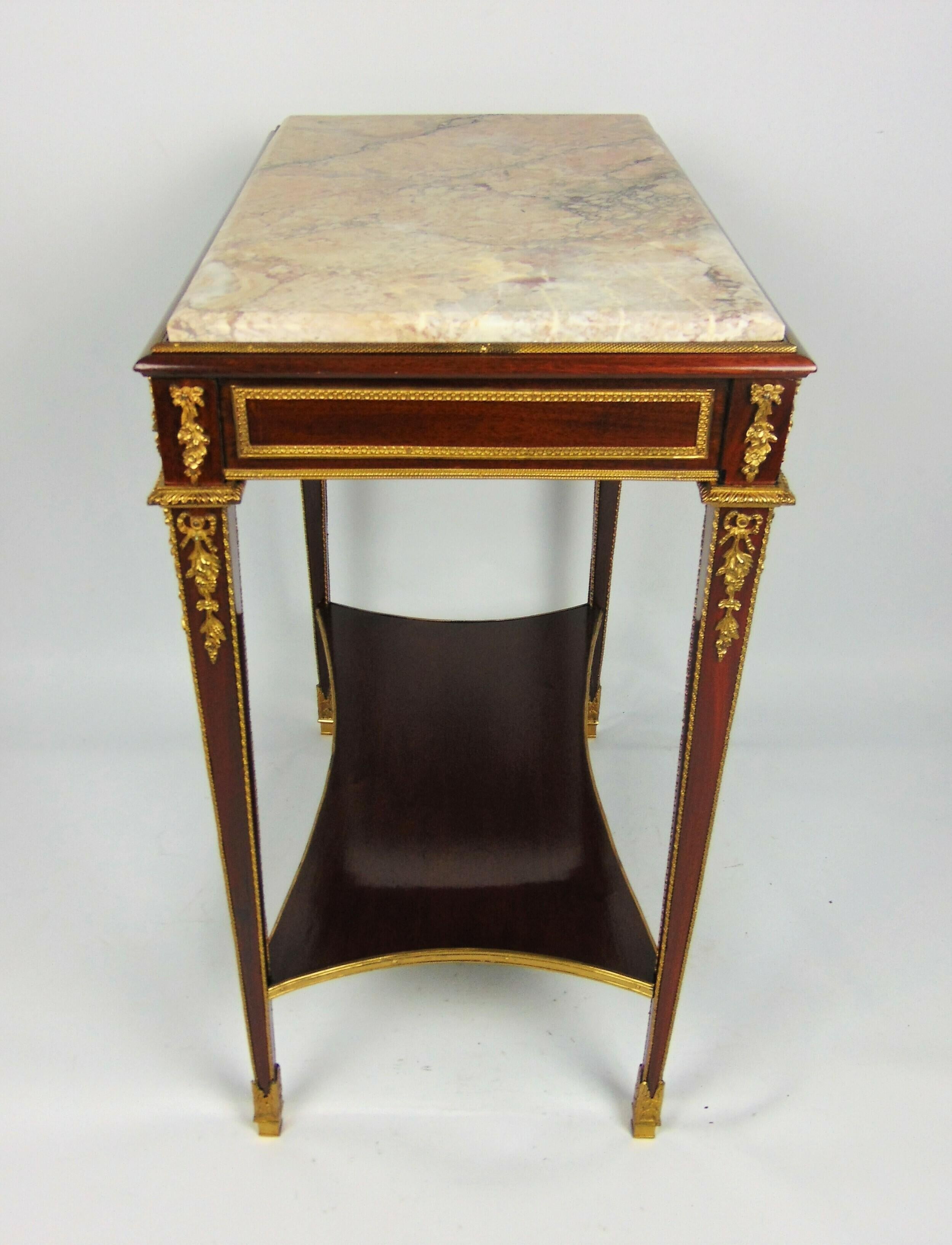 Mahogany Marble top Console Table Gilt Bronze mounts In Good Condition In Staffordshire, GB