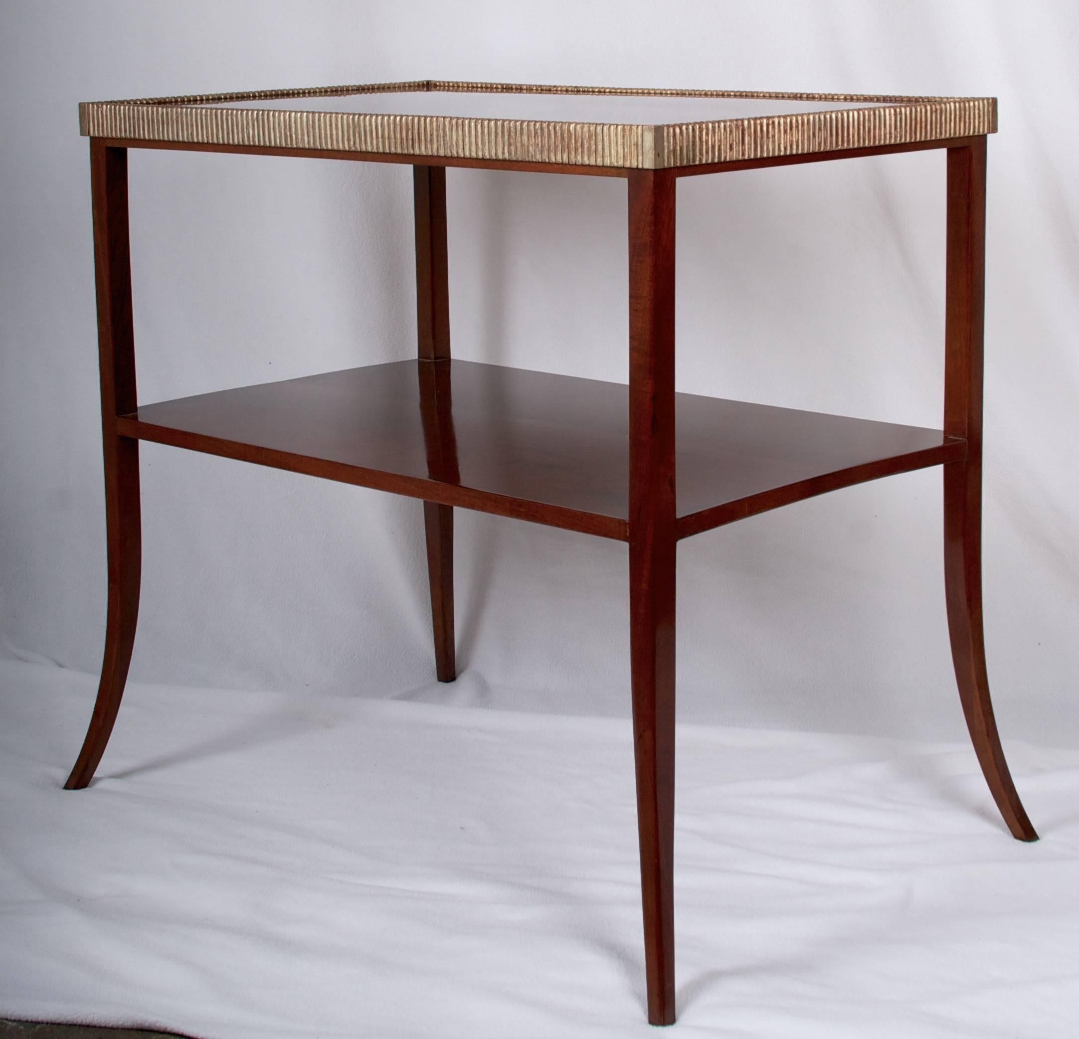 Mid-Century Modern Mahogany Side Table in the Manner of Leleu
