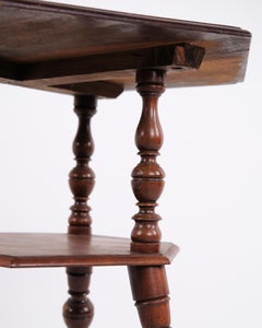 Mahogany Side Table or Plant Stand with Shelf from the 1920s