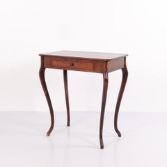 Mahogany Side Table with Drawer and Curved Legs from Around 1910