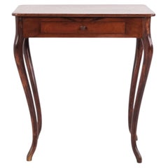 Mahogany Side Table with Drawer and Curved Legs from Around 1910