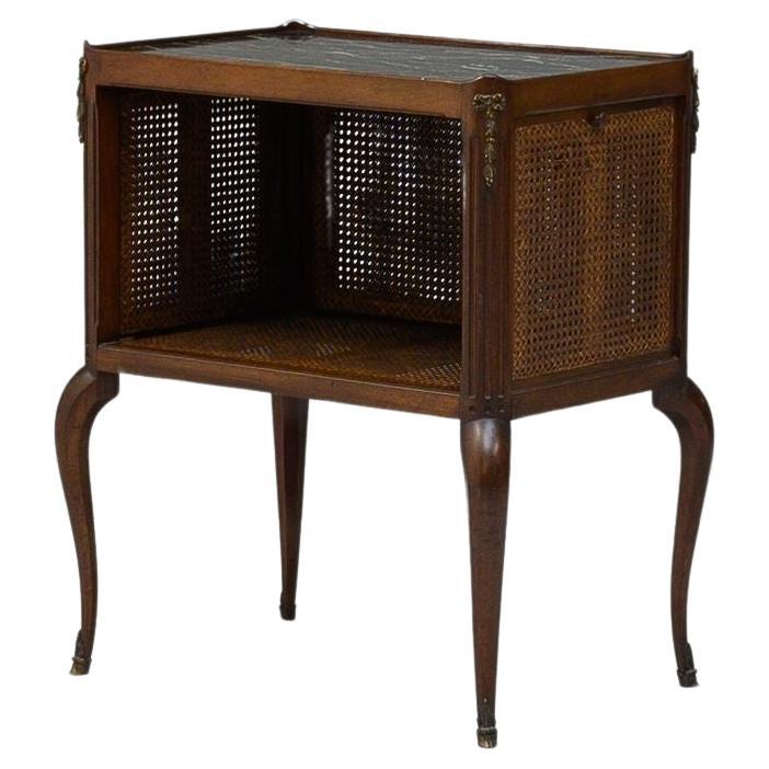 Mahogany Side Table with Green Marble Top For Sale
