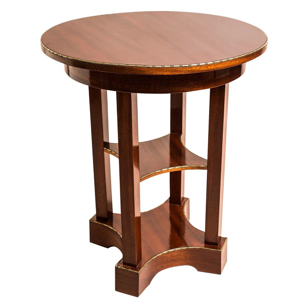 Mahogany Side Table with Inlayed Cast Brass Edges Art Nouveau, Austria
