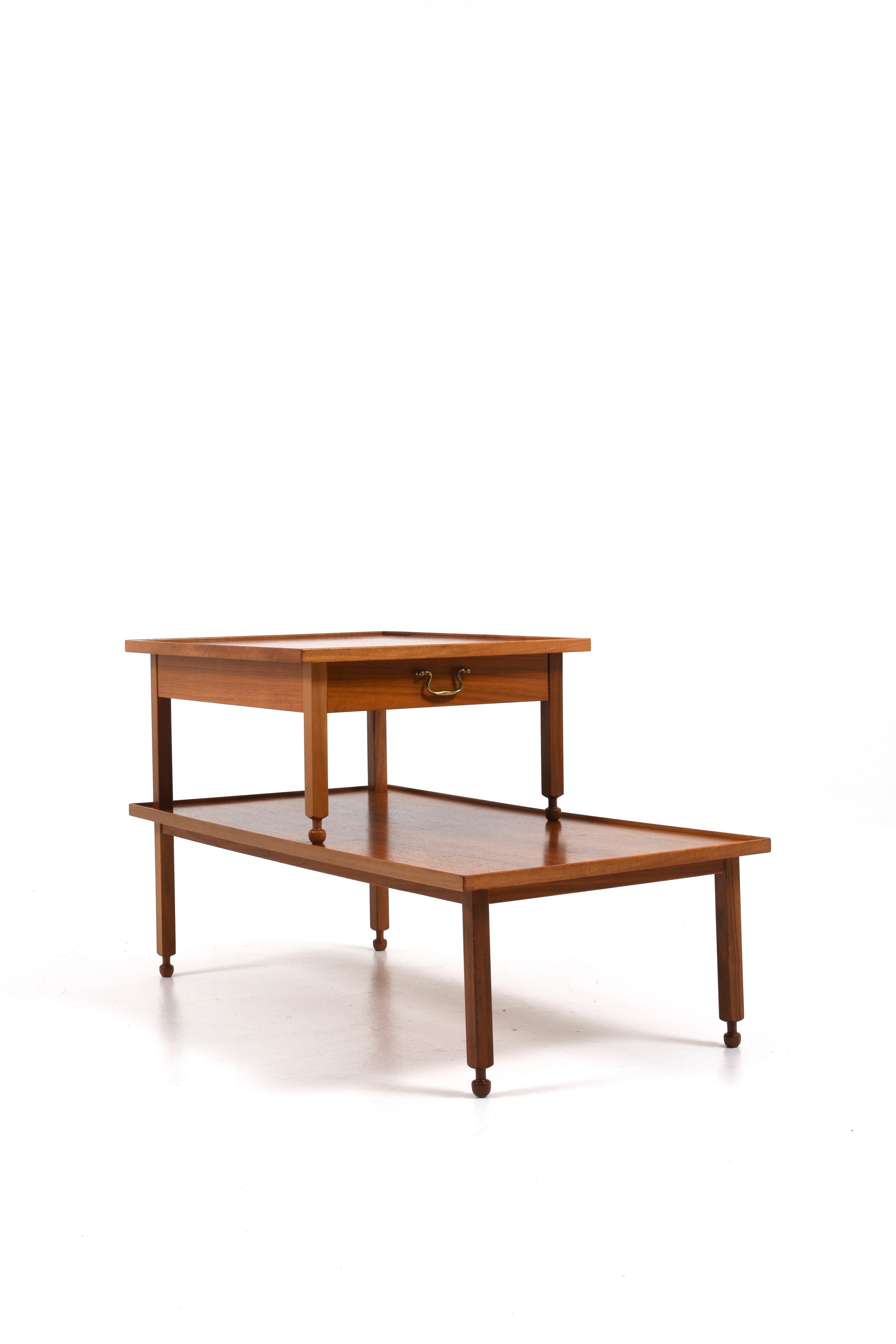 Brass Mahogany Side Tables by Josef Frank for Svenskt Tenn, Set of 2 For Sale