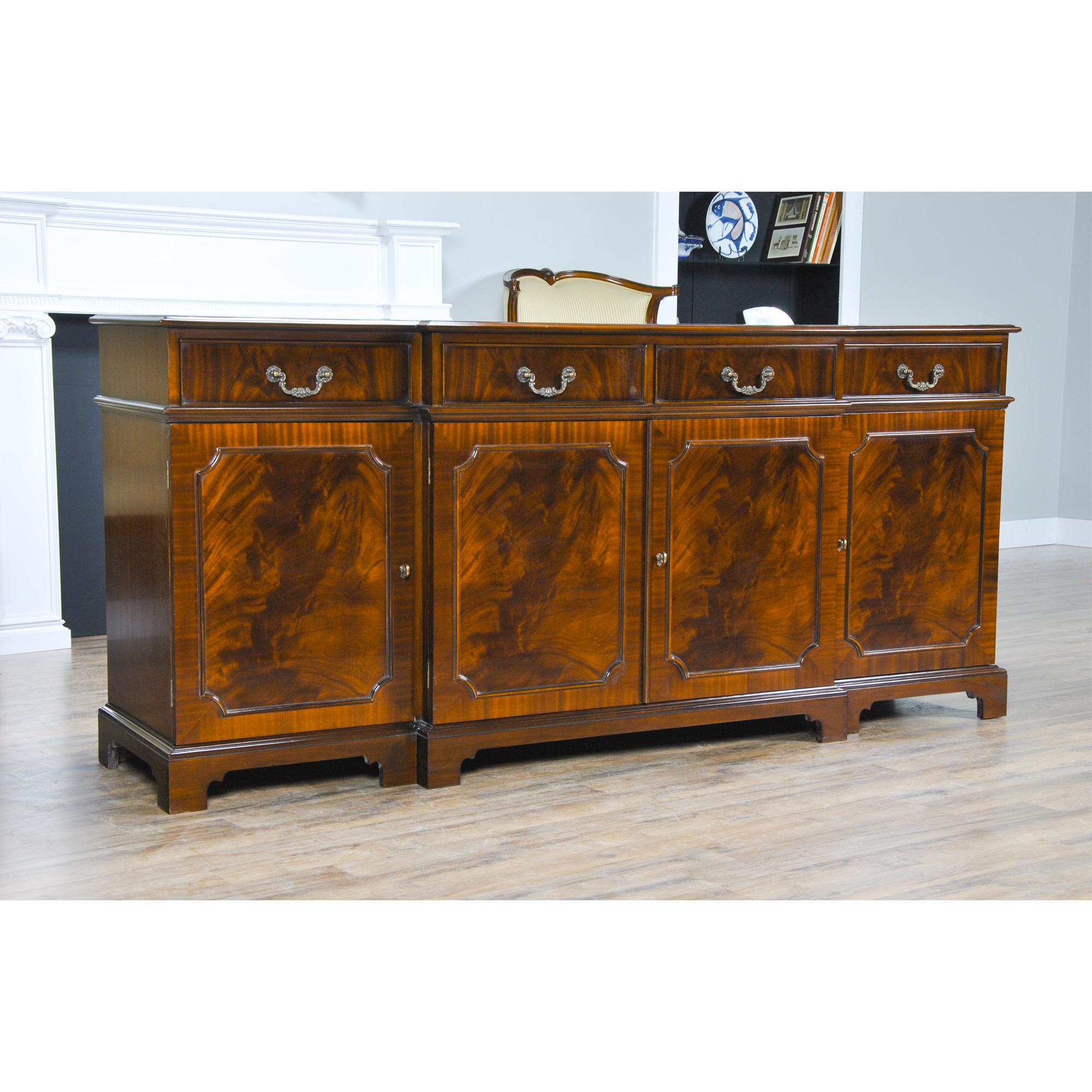 Hand-Carved Mahogany Sideboard For Sale