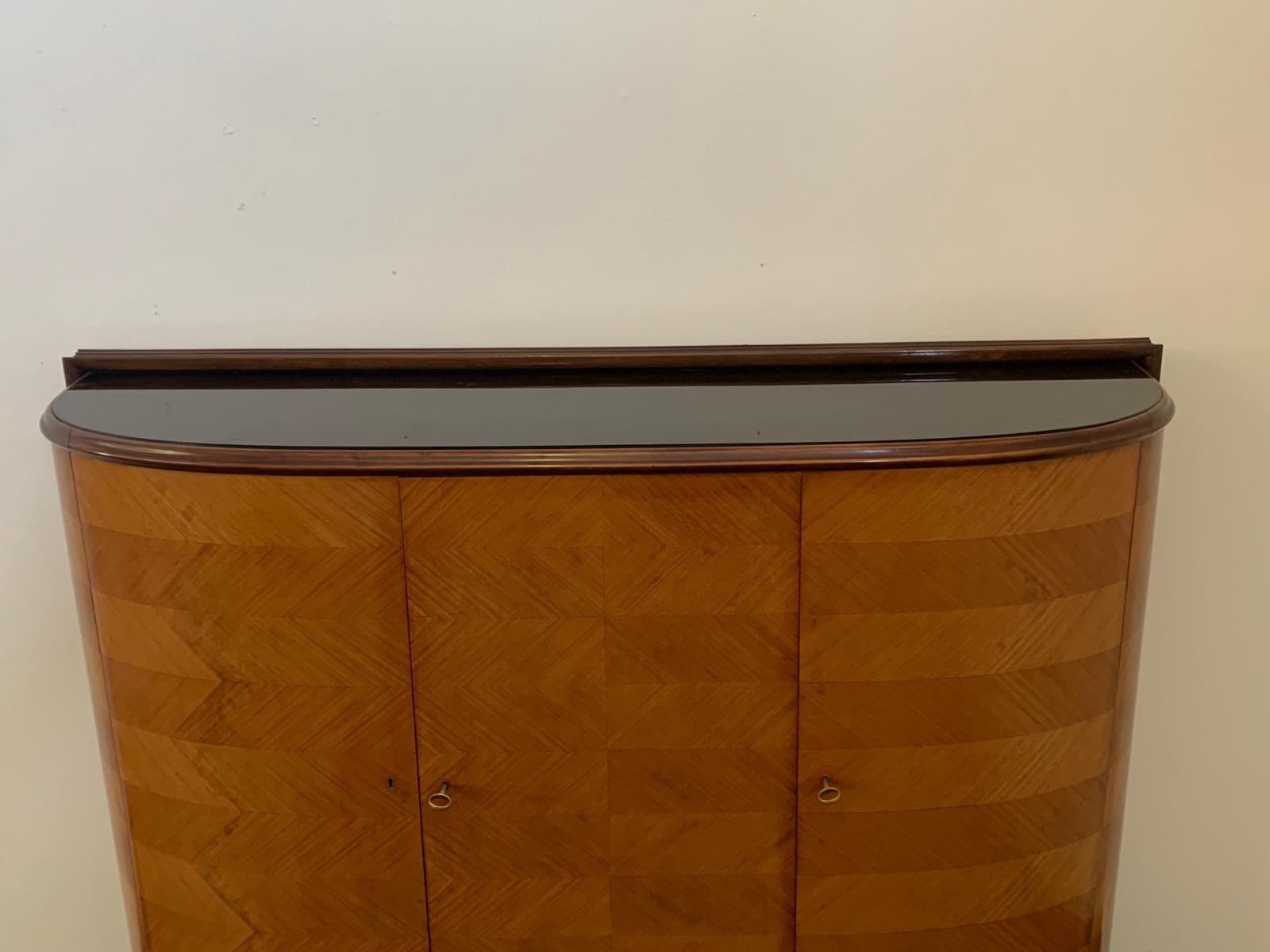 Art Deco Mahogany sideboard veneered in cherry wood by Fratelli Tagliabue, 1940s For Sale