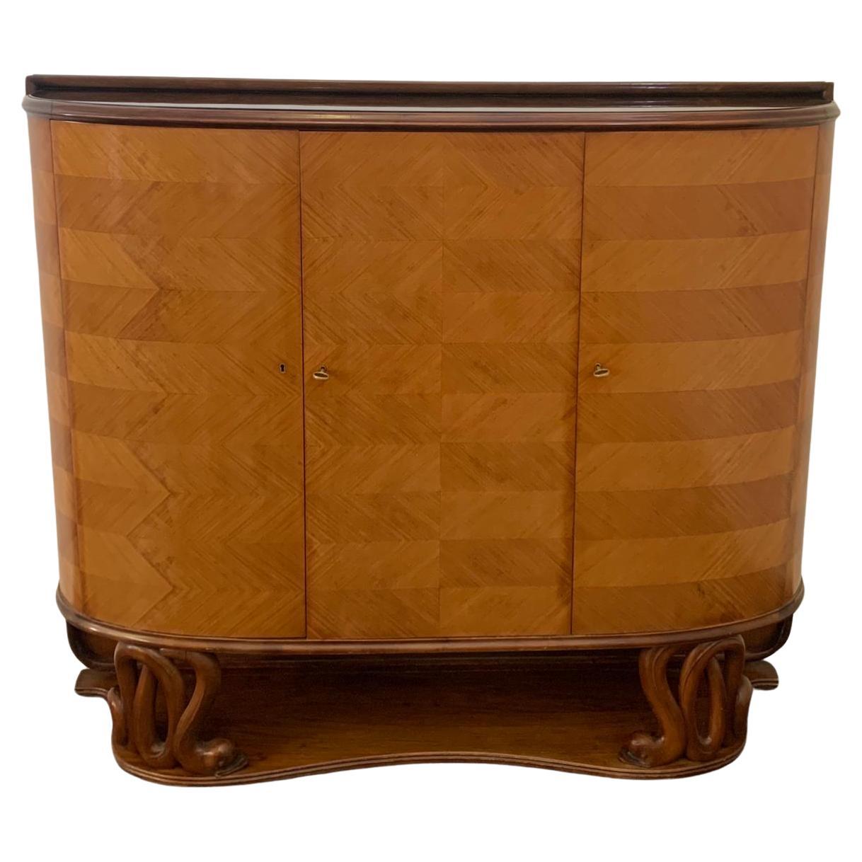 Mahogany sideboard veneered in cherry wood by Fratelli Tagliabue, 1940s For Sale