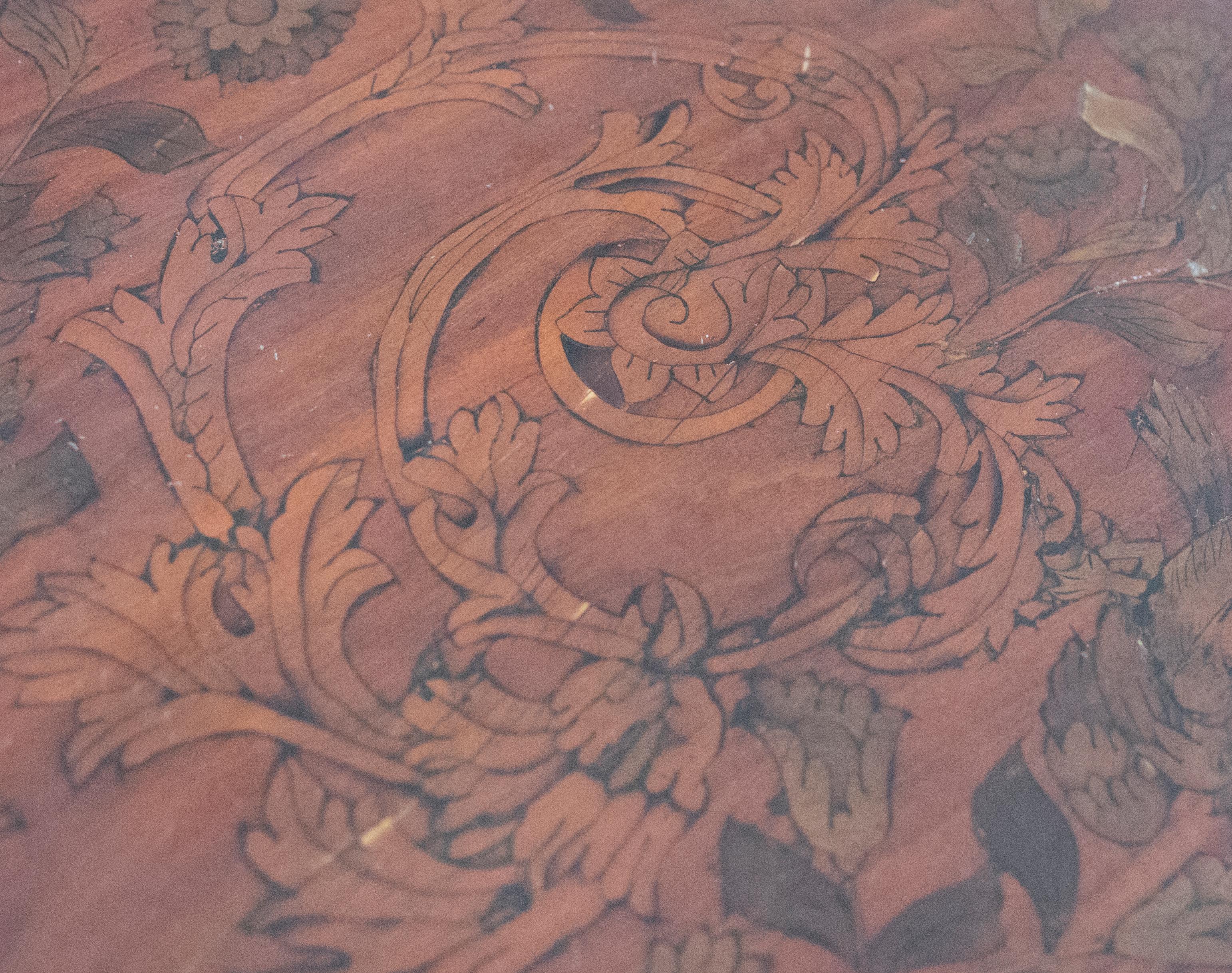 Mahogany Sidetable with Marquetry and Floral Decoration For Sale 12