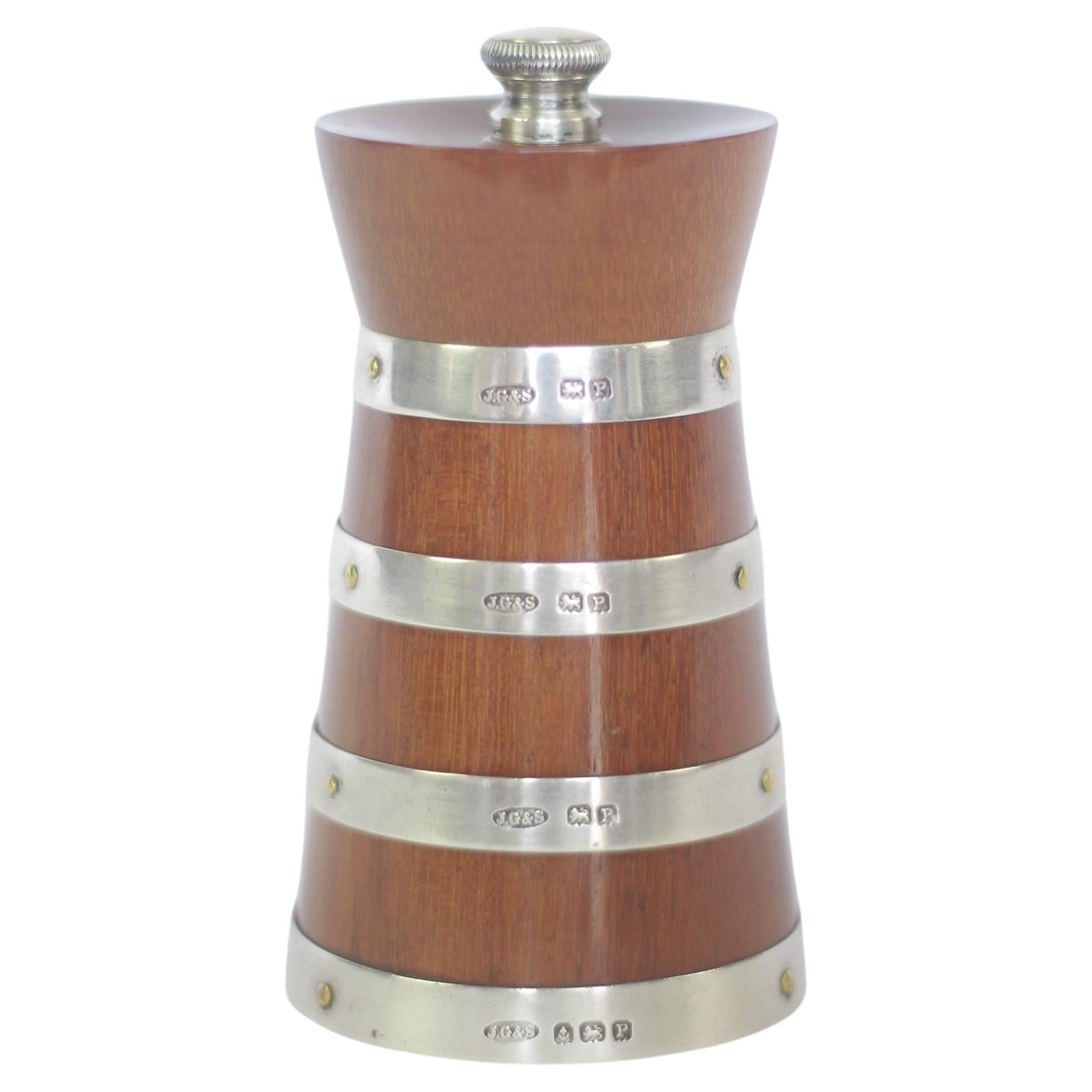 Mahogany & silver banded Pepper grinder 1914